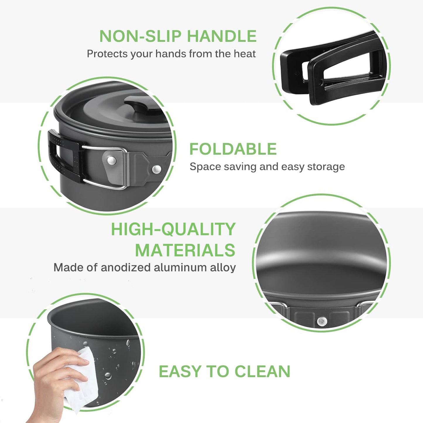 BN-LINK 22pcs Camping Cookware Mess Kit, Lightweight Camping Cooking Set, Camping Pots and Pans Set for Camping Backpacking Hiking