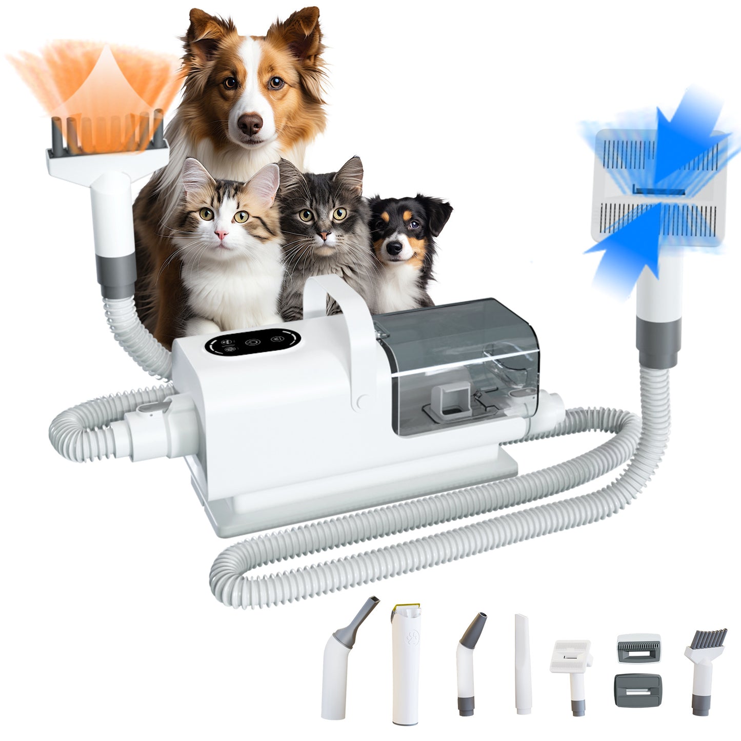 Behome Dog Grooming Vacuum, 8 in 1 Dog Grooming Kit, Pet Grooming Vacuum for Dogs with 3 Modes, 2.2L Dust Cup for Shedding Pet Hair, Home Cleaning