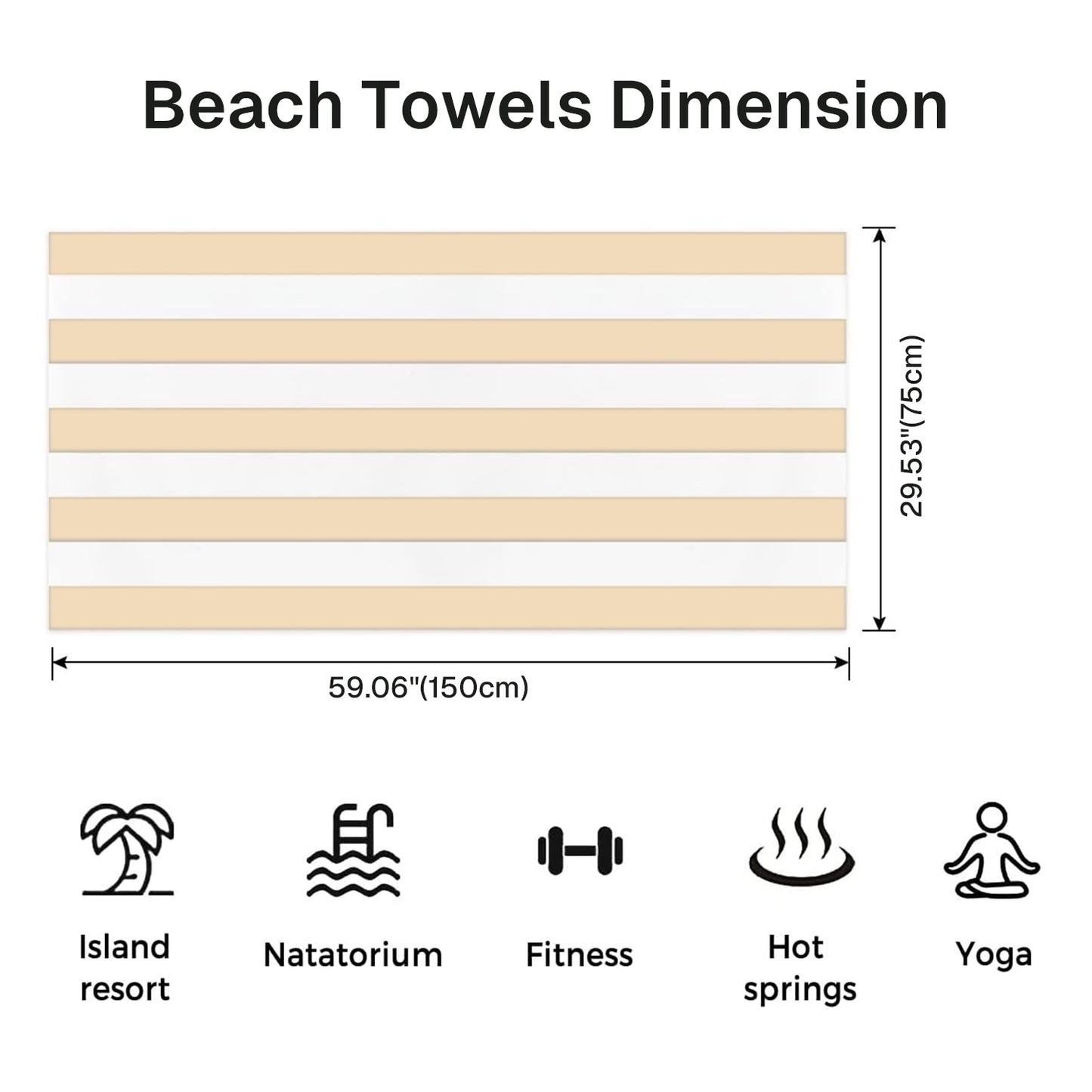 BN-LINK 4 Pack Large Beach Towels, 29.5" x 59.1" Cabana Striped Pool Towels, Super Absorbent & Quick Dry Bath Towel for Swim, Beach, Bathroom, Yoga, Hotel