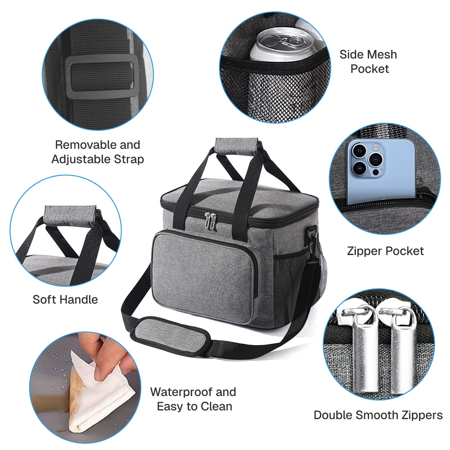 BN-LINK Soft Cooler Bag, 48 Cans Leakproof Insulated Bag,Portable Insulated Cooling for Lunch, Beach, Drink, Beverage, Travel, Camping,Picnic,Gray
