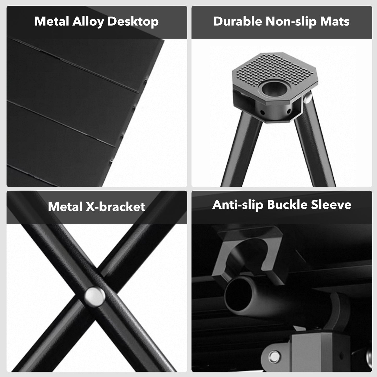 BN-LINK Small Camping Table, Portable Folding Beach Table, Outdoor Ultralight Metal Camping Table, with Carry Bag for Outdoor Cooking, Picnic, Camp, Boat, Travel, Black