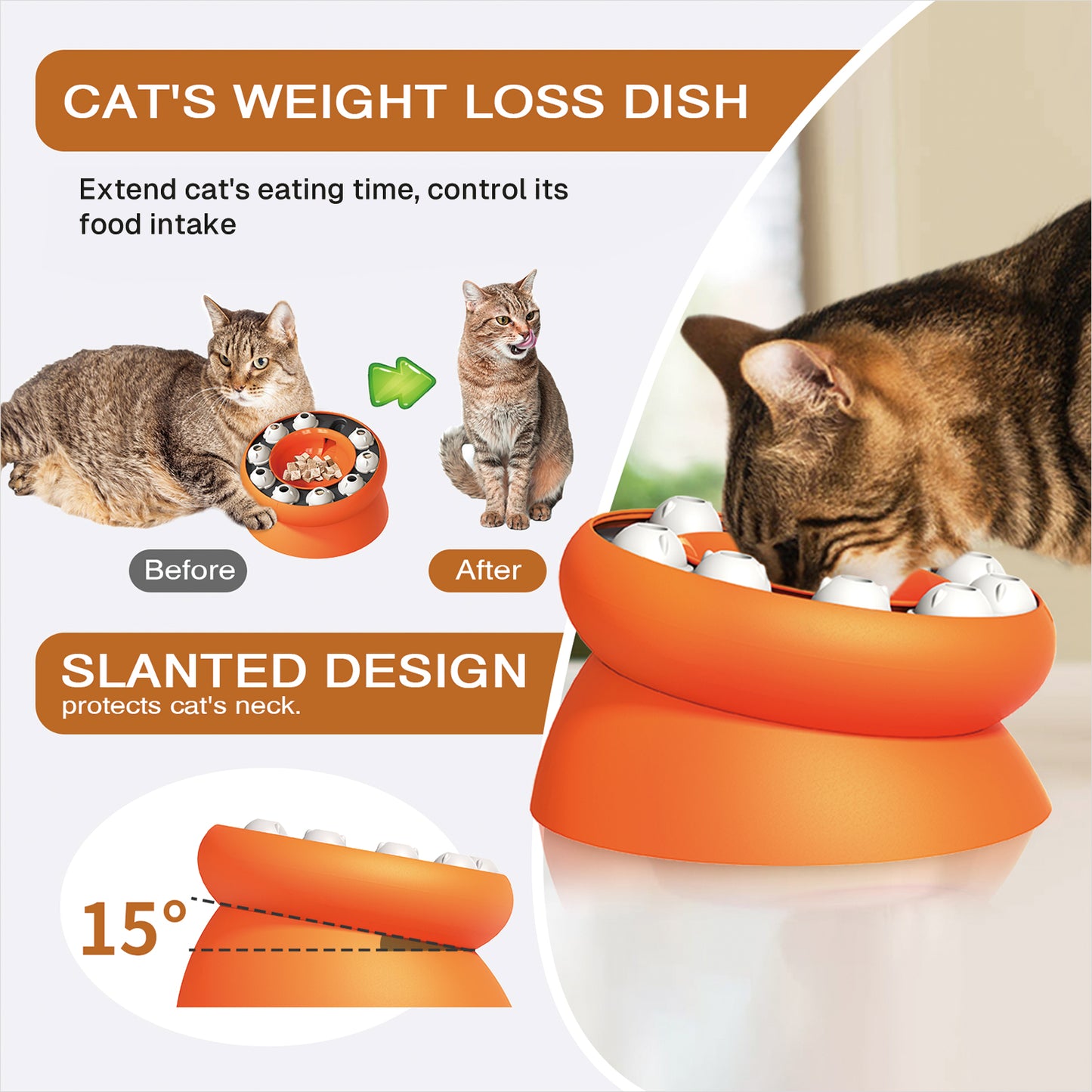 BN-LINK Interactive Cat Puzzle Feeder, Elevated Slow Feeder Bowl for Indoor Cats, Cat Enrichment Toy for Mental Stimulation and Boredom Relief