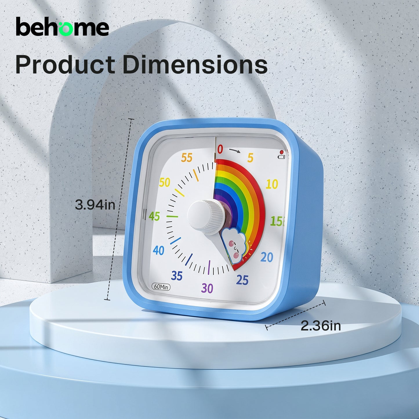 Behome 60-Minute Visual Timer for Kids with Night Light, Silent Operation Countdown Kitchen Timer, Drop-resistant Classroom Timers for Study, Office, Kitchen