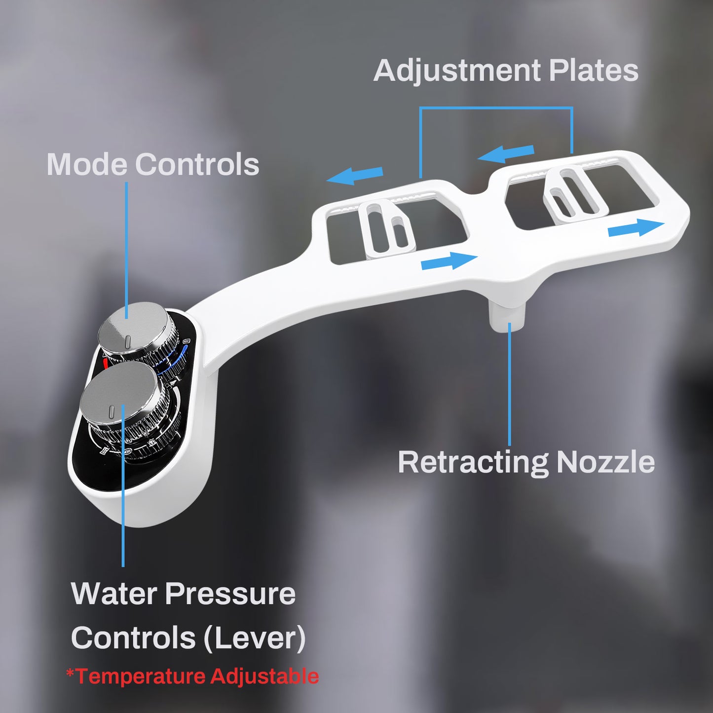 Behome Bidet Attachment for Toilet, Non-Electric Bidet Attachment for Toilet Seat, Easy Install Bidet Toilet Seat Attachment with Adjustable Water Pressure/ Temperature Switch