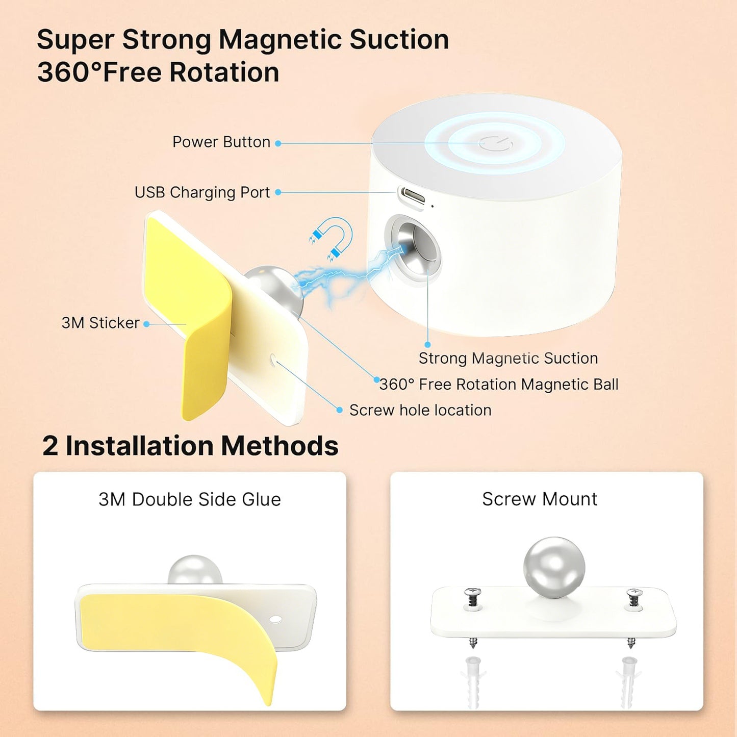 BN-LINK Wall Lights, 360°Adjustable Wall Lamp with 3 Color Modes 3 Brightness Levels, Wall Mounted Lamp for Bedroom Reading Bedside, White