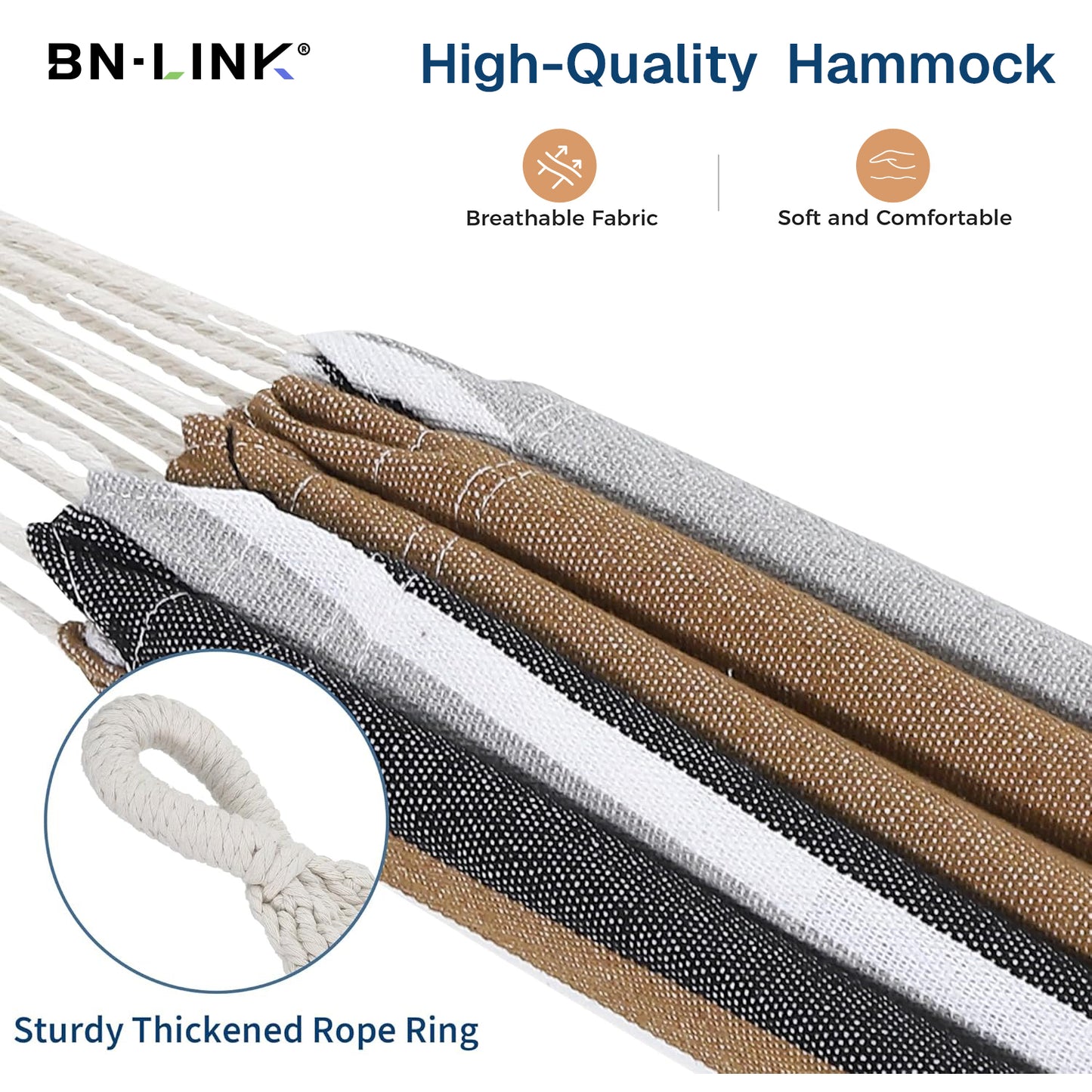 BN-LINK Hammock with Steel Stand, Adjustable Hammock Bed with Carry Bag, 330 lb Capacity Outdoor Hammocks for Outside, Backyard, Garden,Camping