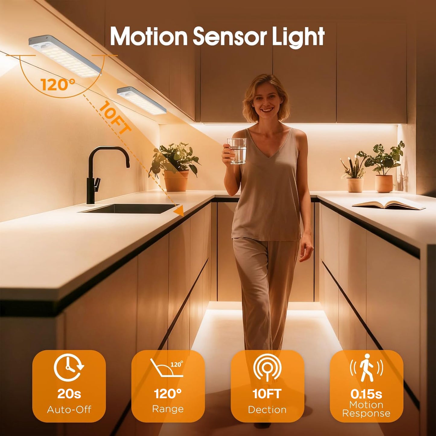 Behome 2 Pack 11.8” Under Cabinet Lighting, Rechargeable Motion Sensor Light Indoor with 3 Colors and Dimmable Brightness & 3 Modes, Wireless Closet Light Under Counter Lightfor Kitchen, Shelf