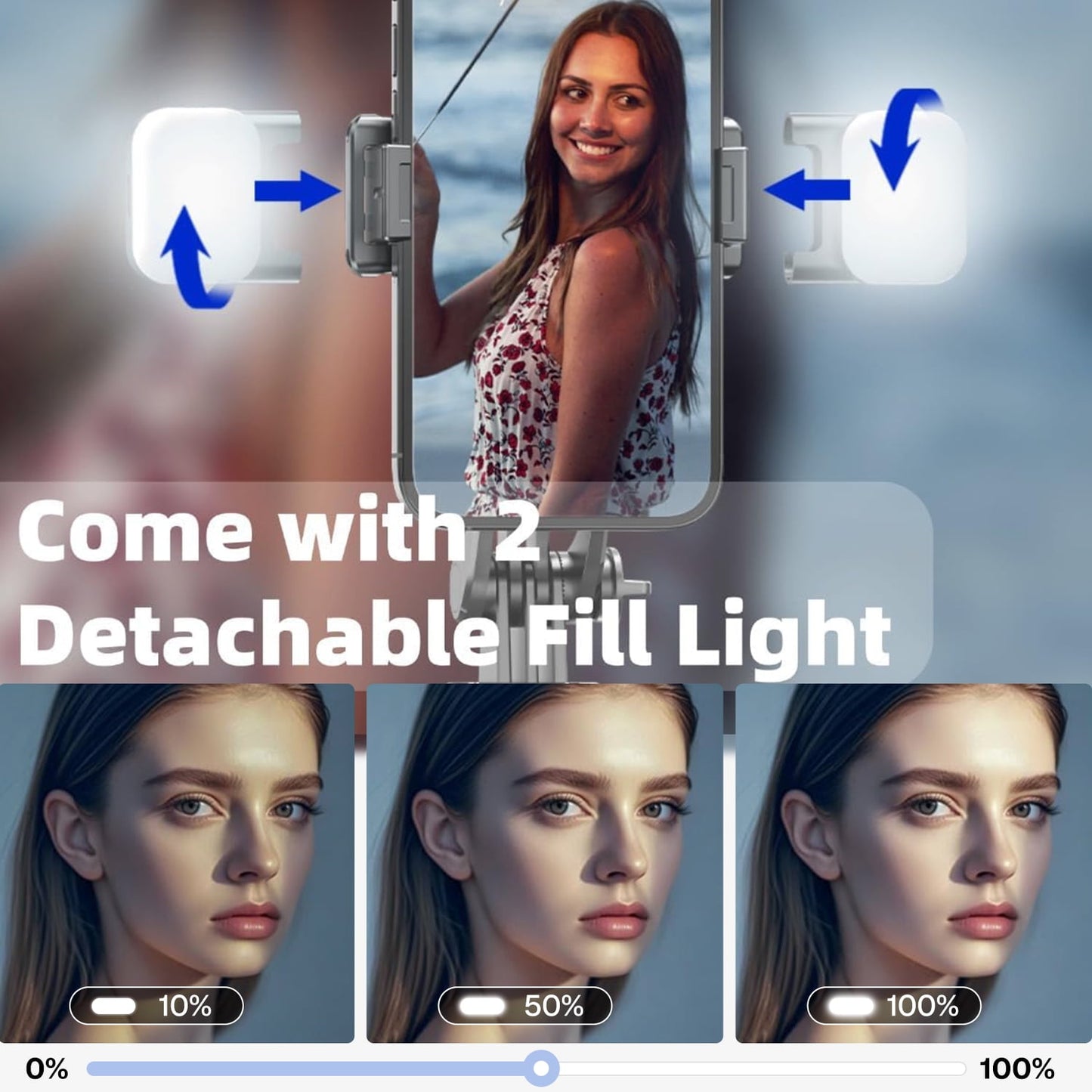 BN-LINK 67" Selfie Stick Tripod with Light, 360°Rotating Extendable Cell Phone Stand with Remote and Phone Holder, Phone Tripod Compatible with iPhone Android Phone, Camera