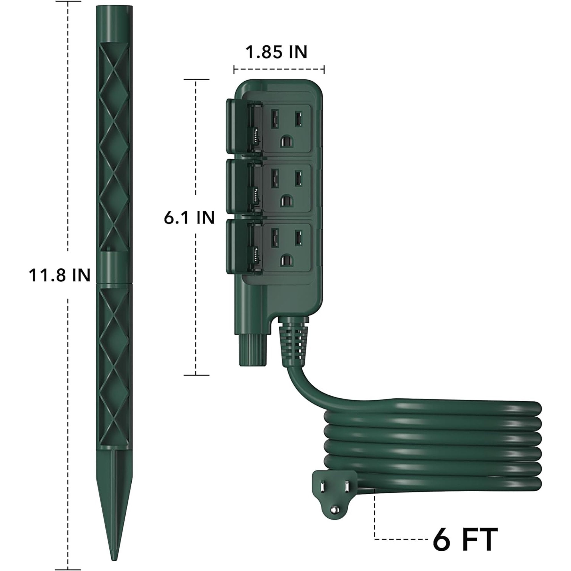 HBN Outdoor Power Stake Waterproof with 6FT Long Extension Cord, 3 Grounded Outlets Yard Power Strip with Protective Covers, Electrical Power Stake with Multiple Plug Socket for Garden Decoration