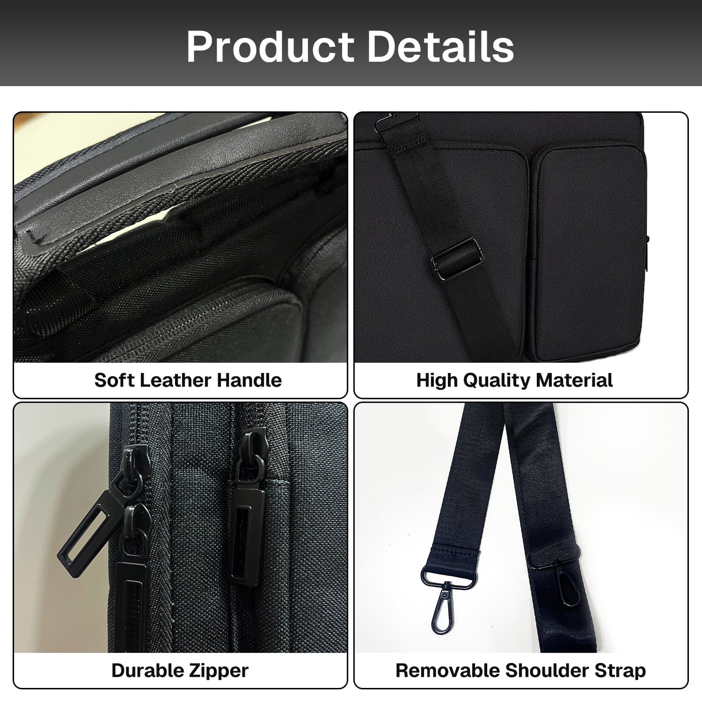 Behome Laptop Bag, 14.1-15.4 Inch Laptop Bag Computer Bag for Men & Women, Adjustable Shoulder Strap, Great for Transporting From Home to Office, Extra Pockets, Black