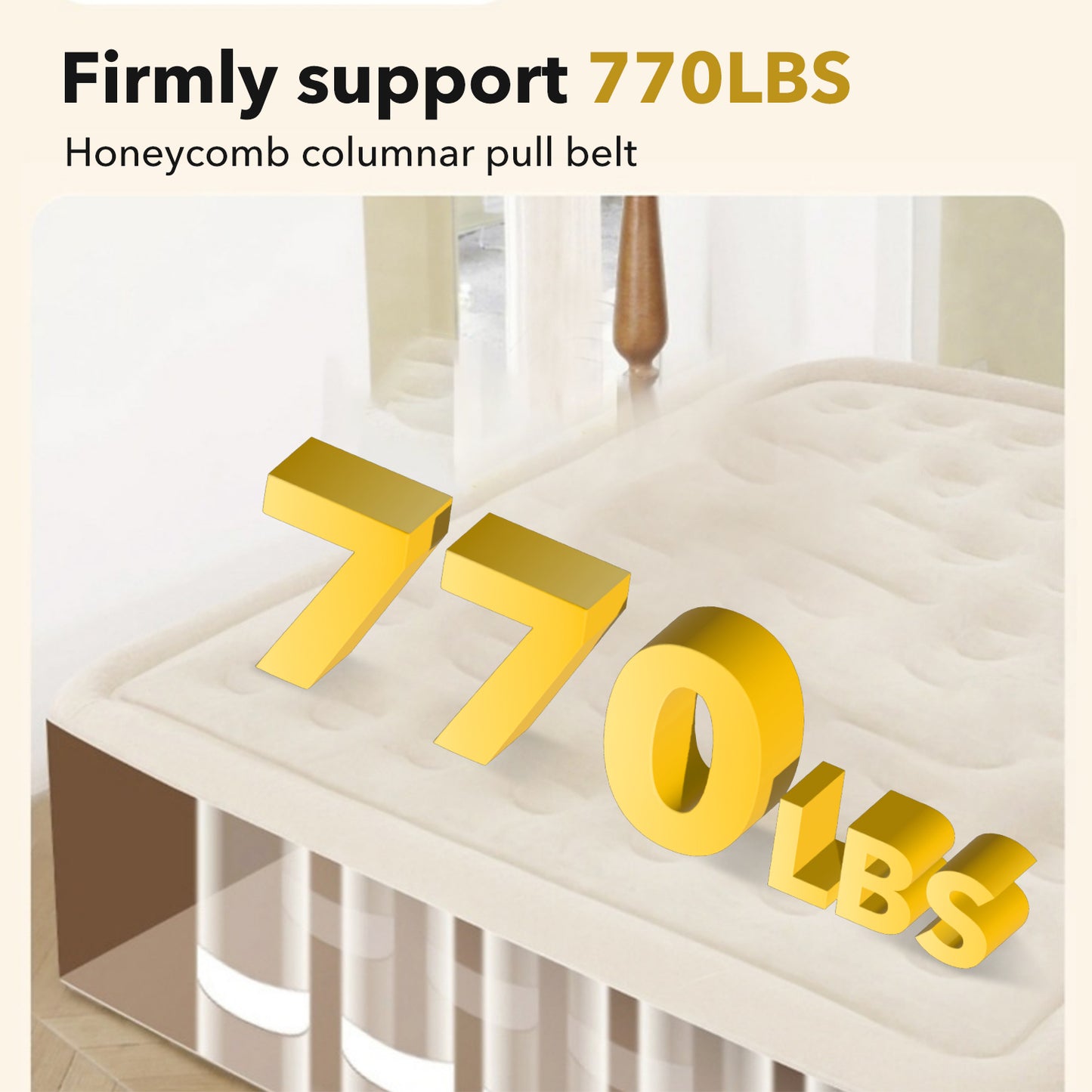 BN-LINK Queen Air Mattress, Air Mattress with Built in Pump, Inflatable Air Mattress for Guests, Camping & Home, 770lb Weight Capacity, 81 x 60 x 16 inches, Khaki