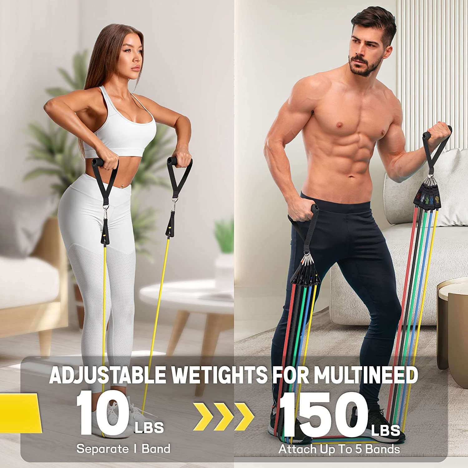 150lbs Resistance Bands for Working Out, Exercise Bands, Workout Bands, Resistance Bands Set with Handles for Men Women , Weights for Strength Training Equipment at Home