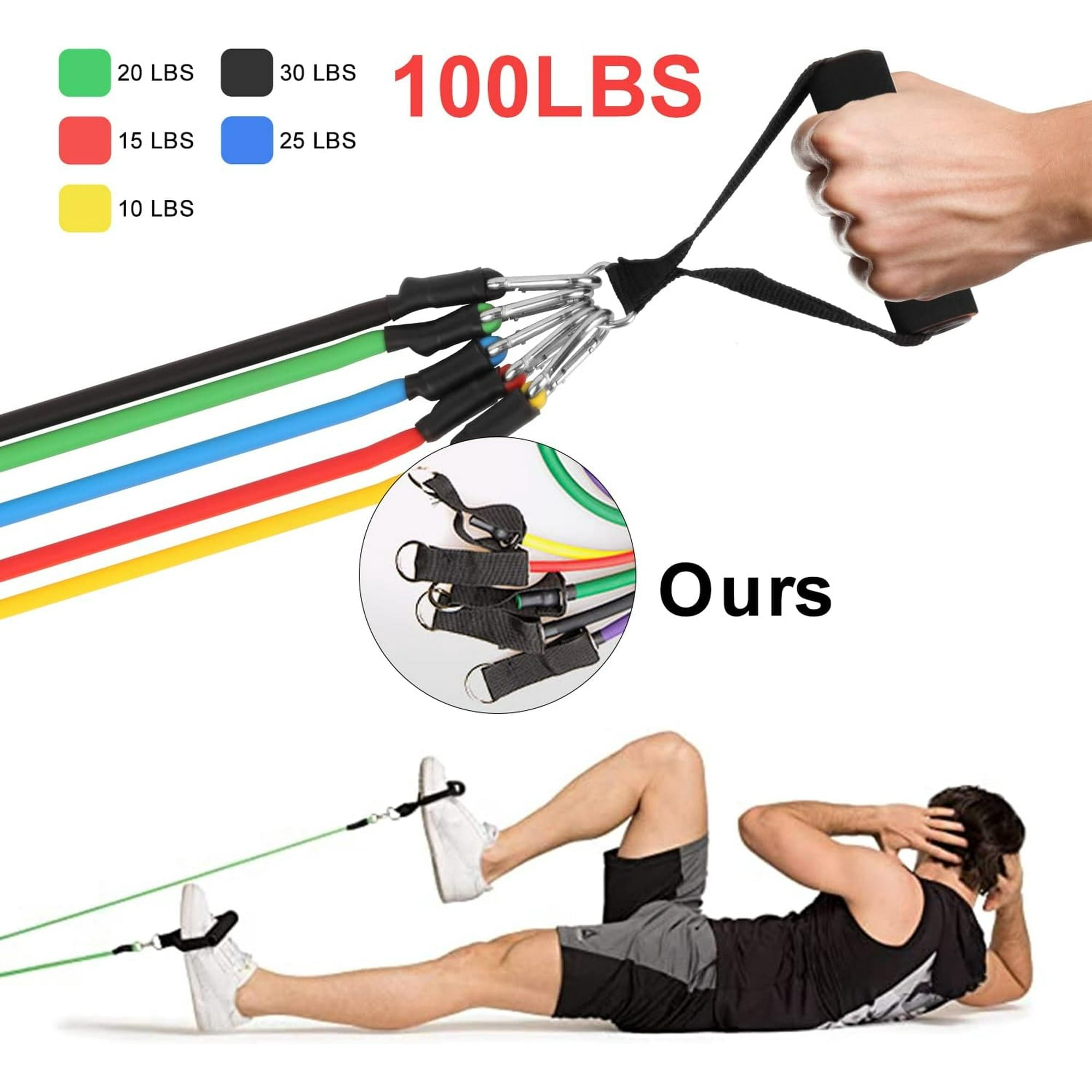 BN-LINK 100Lbs Resistance Bands Set for Working Out, Workout Bands for Men and Women, Simple Exercising Bands Set for Strength Training Equipment at Home.