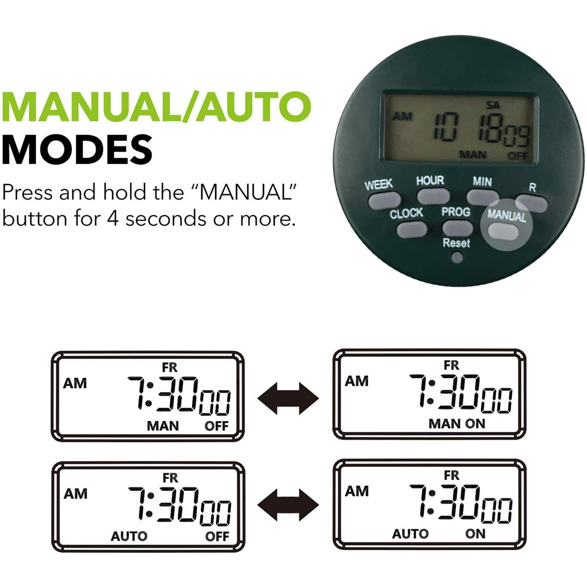 BN-LINK 7 Day Heavy Duty Outdoor Digital Stake Timer, 6 Outlets, Weatherproof, BNC-U3S, Perfect for Outdoor Lights, Sprinklers, Christmas Lights