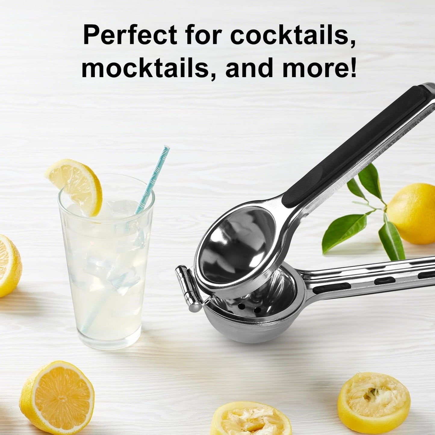 Behome Lemon Squeezer, Stainless Steel Handheld Lemon Juicer with Silicone Handles, Heavy Duty Manual Juicer for Lemon, Orange, Citrus