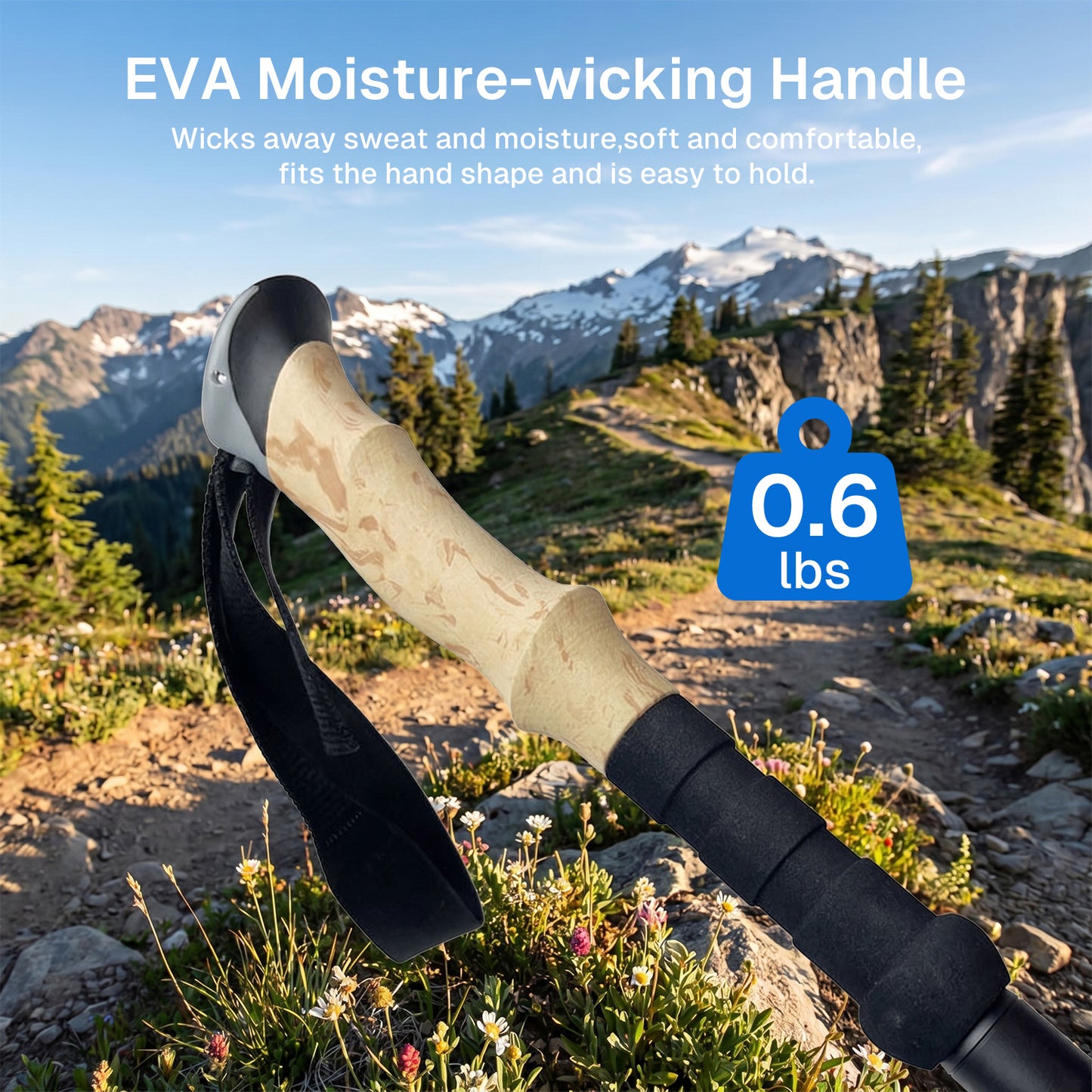 BN-LINK Trekking Poles,2 Pack Collapsible Aluminum Hiking Poles with EVA Grip & Storage Bag, Adjustable-Height Hiking Sticks for Hiking, Camping, Backpacking,Walking