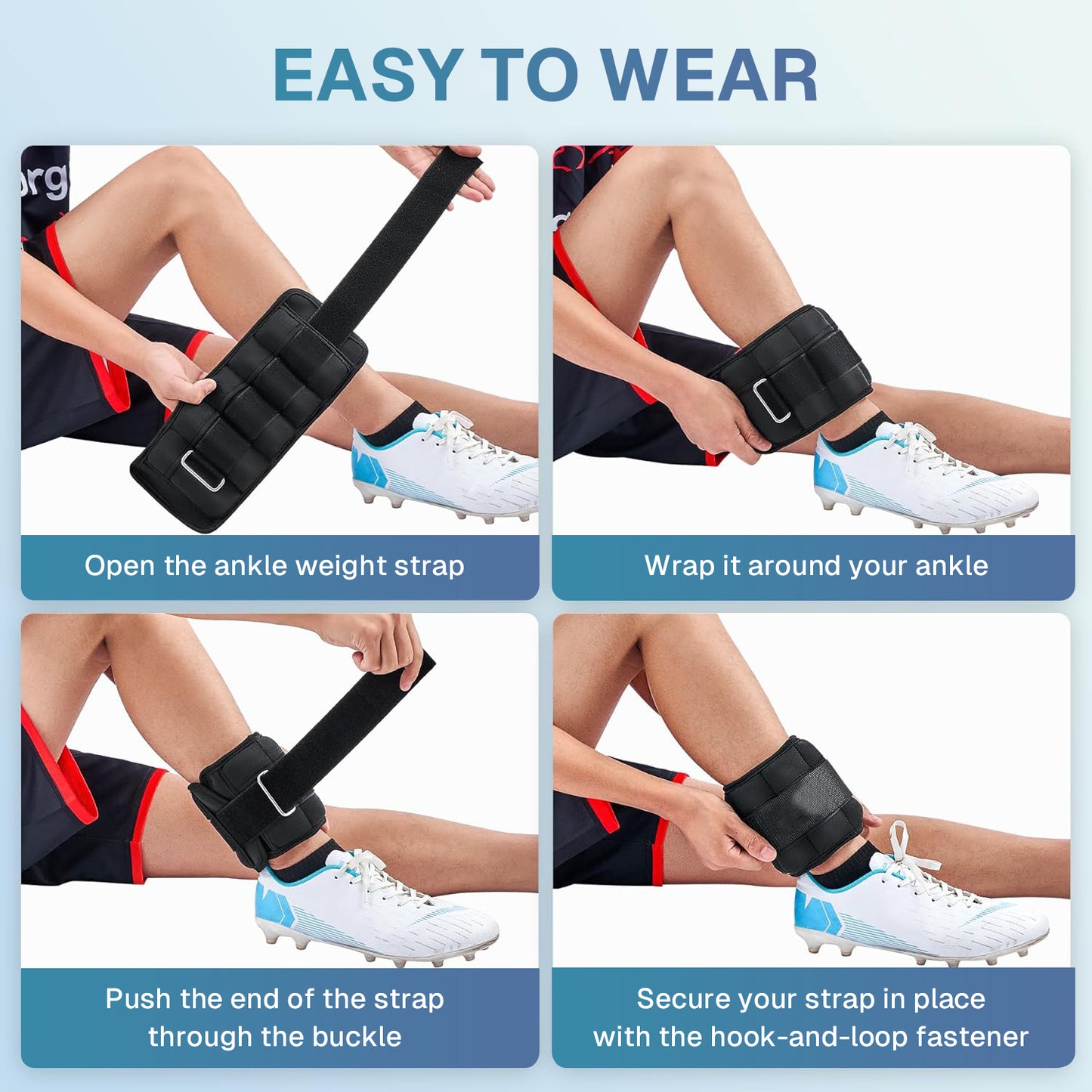 BN-LINK Adjustable Ankle Weights Set 1Pair (5lbs*2) Removable Sandbags Leg Arm Weights for Women Men,Modularized Leg Weight Straps for Yoga, Walking, Running, Aerobics, Gym