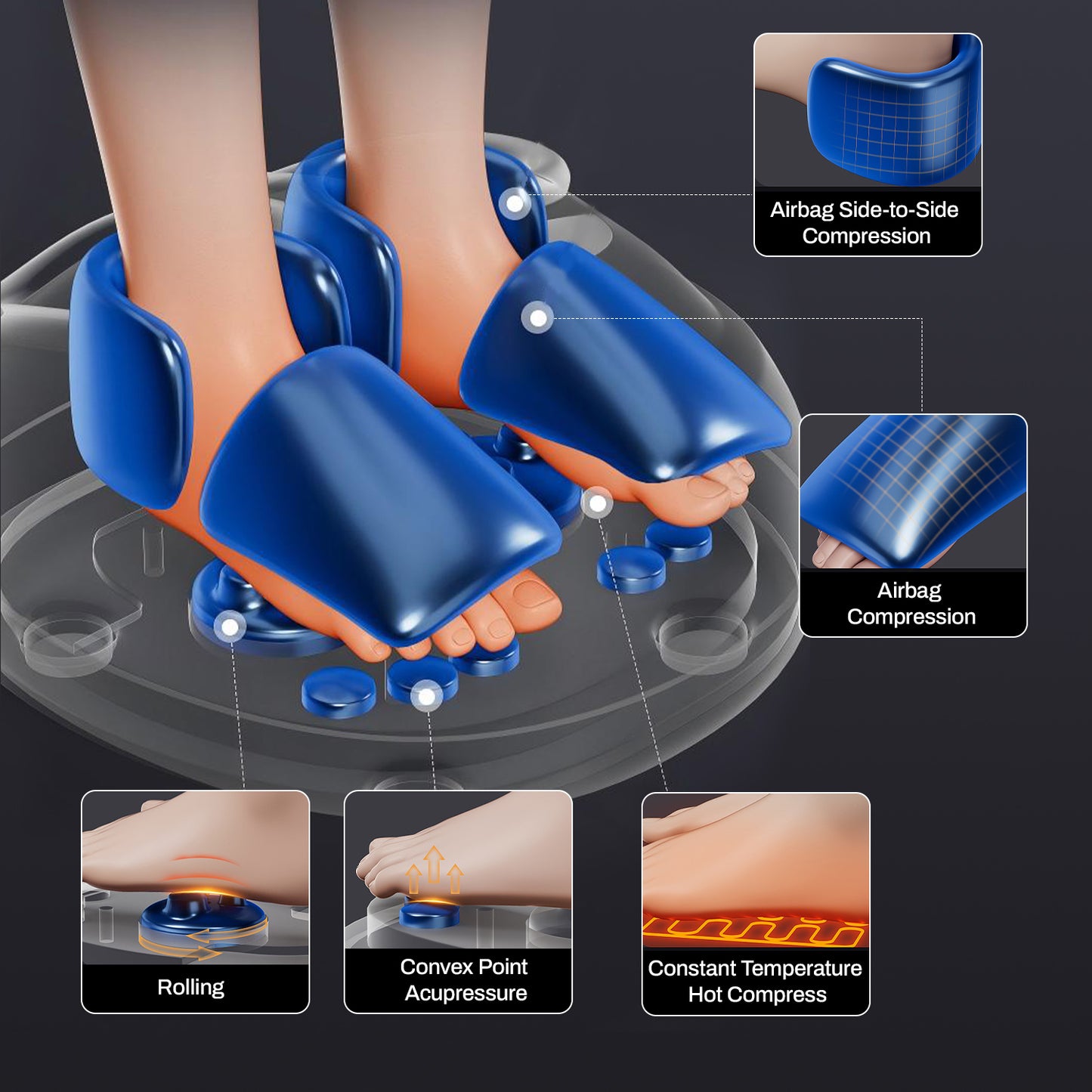 Behome Foot Massager Machine with Heat & 5 Deep-Kneading Modes, 5 Massage Levels & Timer, Remote Control Deep Kneading Machine for Plantar Fasciitis, for Home and Office Use