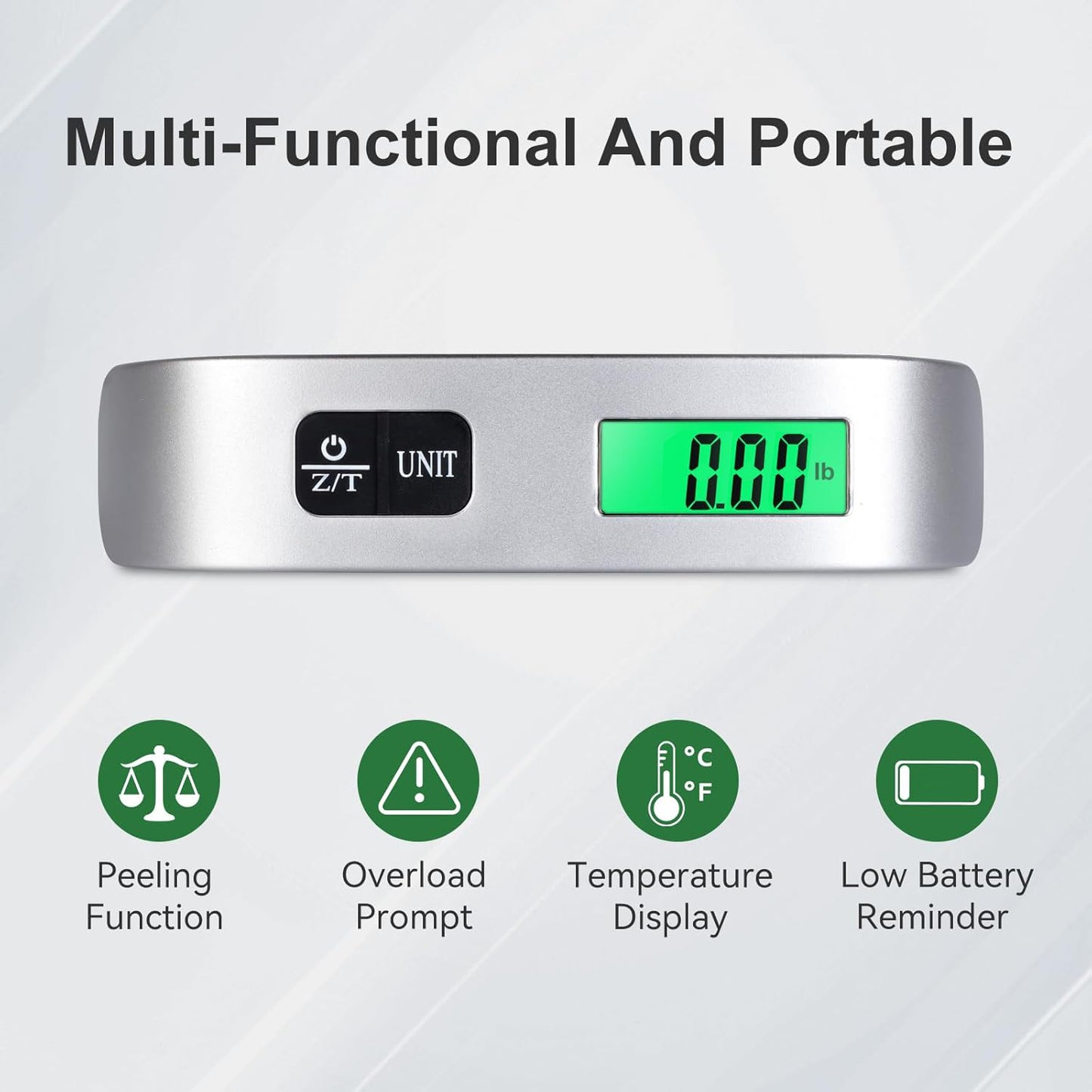 Behome Digital Luggage Scale, Hanging Baggage Scale with Temperature Sensor, Portable Travel Suitcase Weighing Scale with LCD Display, 110 Pounds, Battery Included