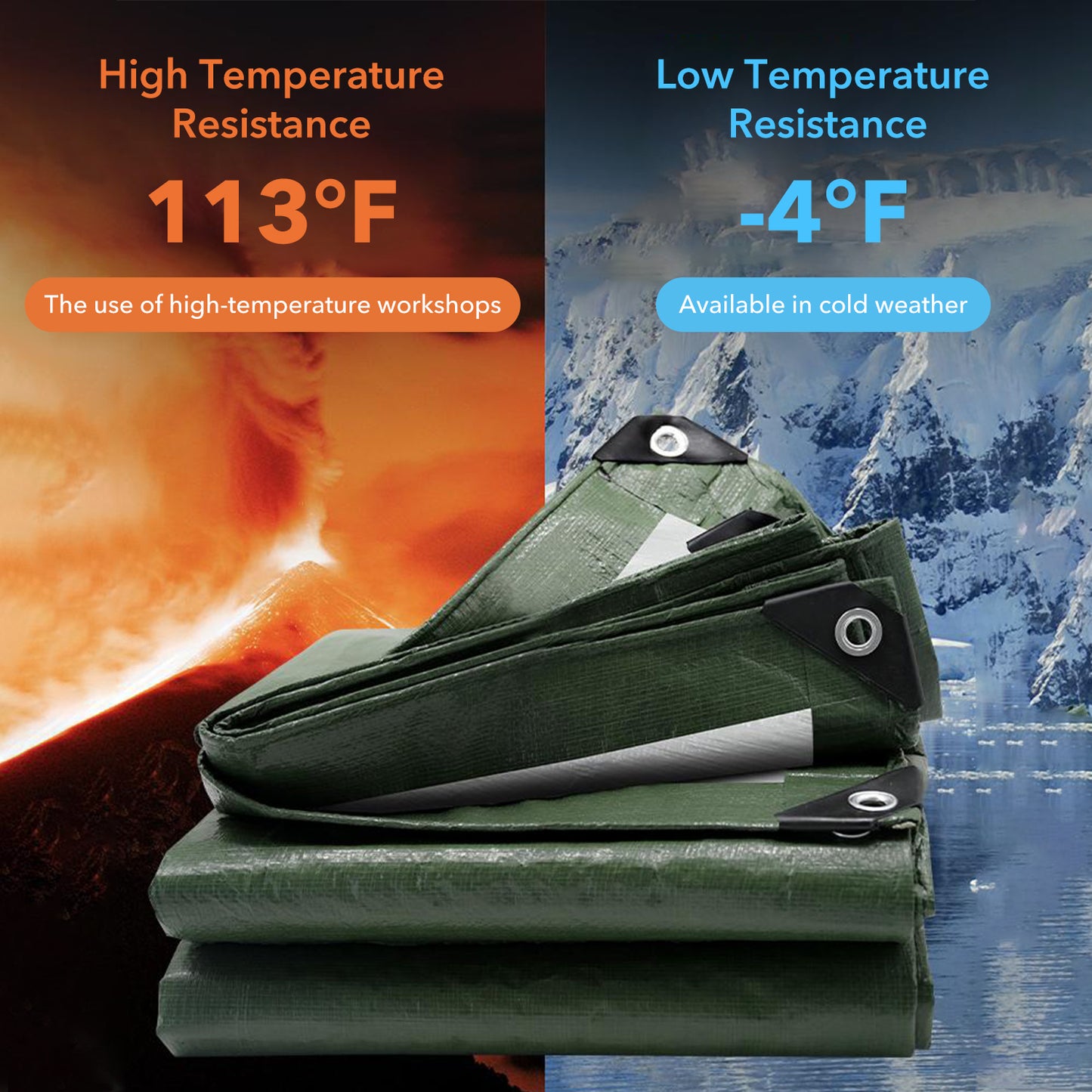 BN-LINK 9×9 Feet Tarp Cover, Waterproof & Weather Proof Multipurpose Protective Cover with Aluminum Grommets Every 6.5 ft, Heavy Duty Poly Tarp for Camping, Tent, Car, Green