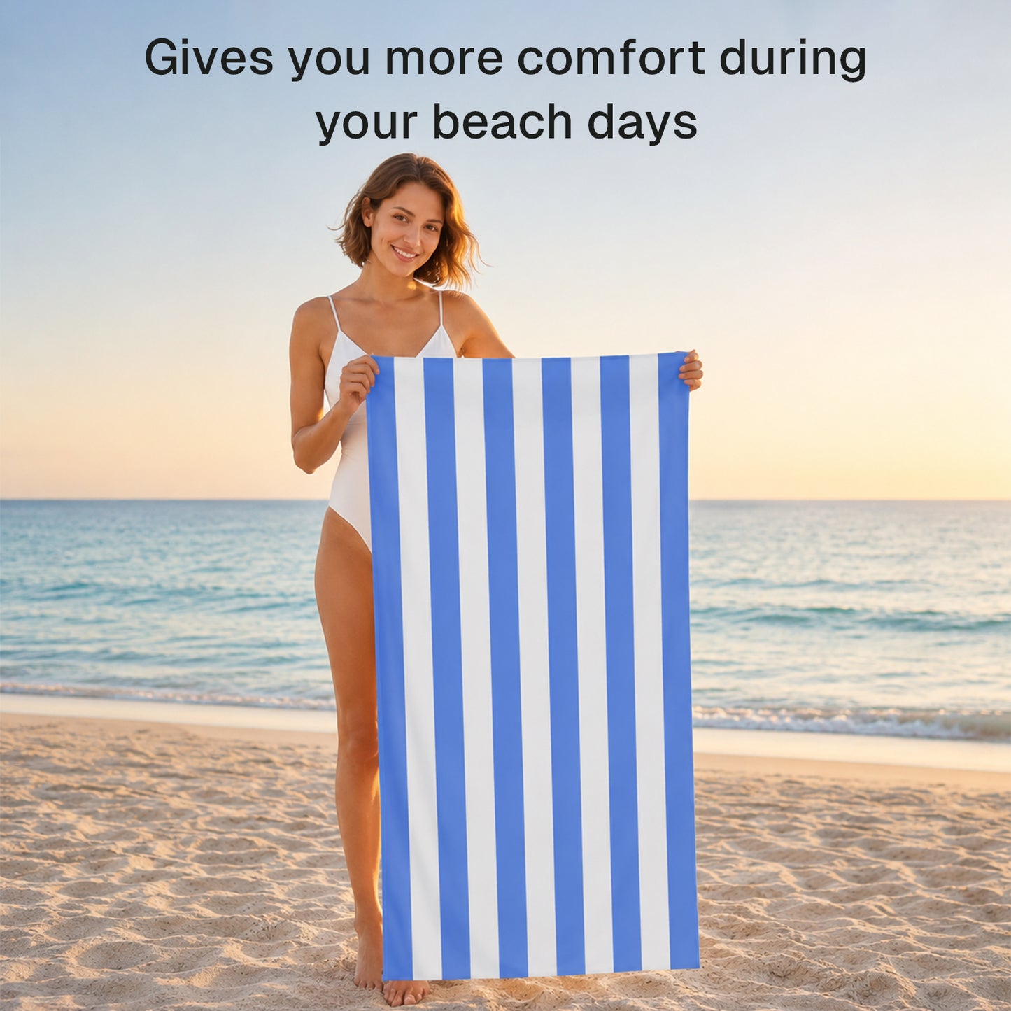 BN-LINK 4 Pack Striped Beach Towels, 29.5" x 59.1" Large Pool Towels, Super Absorbent & Quick Dry Bath Towel for Swim, Beach, Bathroom, Yoga, Hotel,Blue