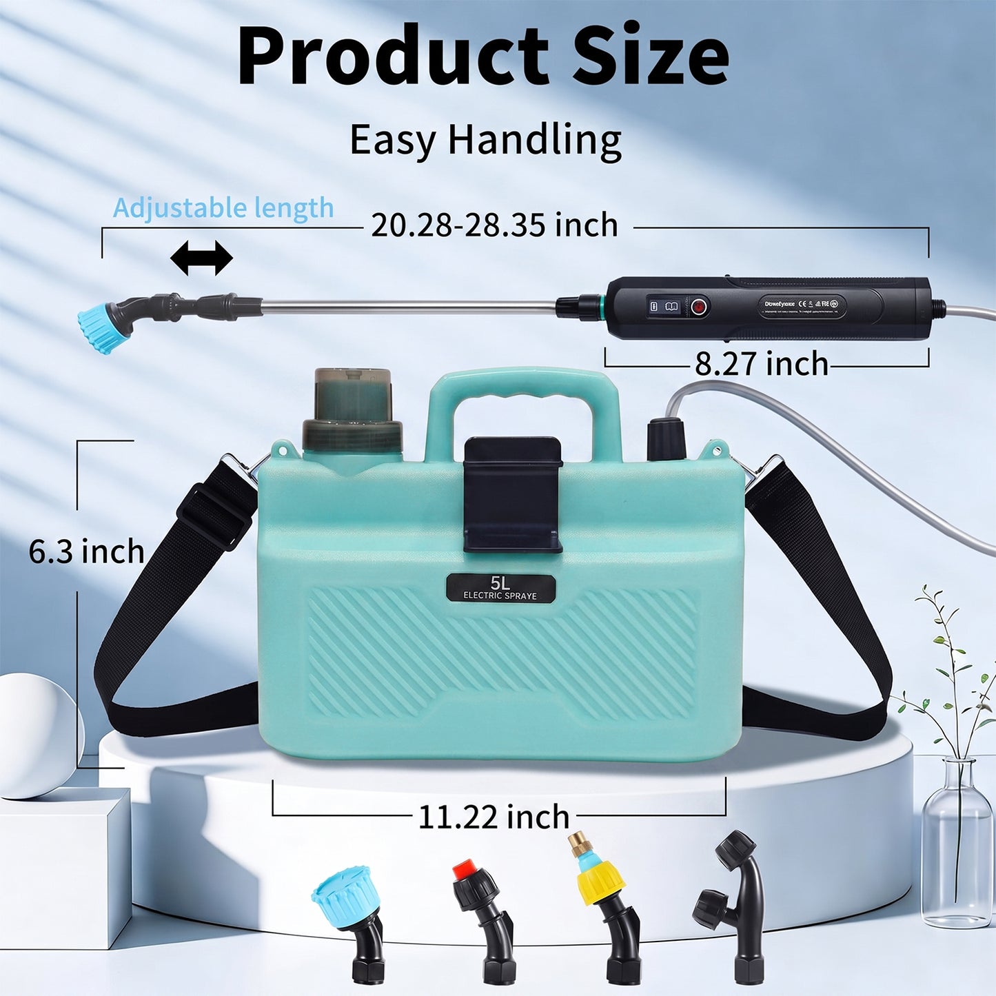 BN-LINK 1.3 Gallon Battery Powered Sprayer, Electric Sprayer with 4 Nozzles, 3 Adjustable Speed, Retractable Wand & Battery Indicator, Backpack Sprayer for Garden, Yard, Lawn
