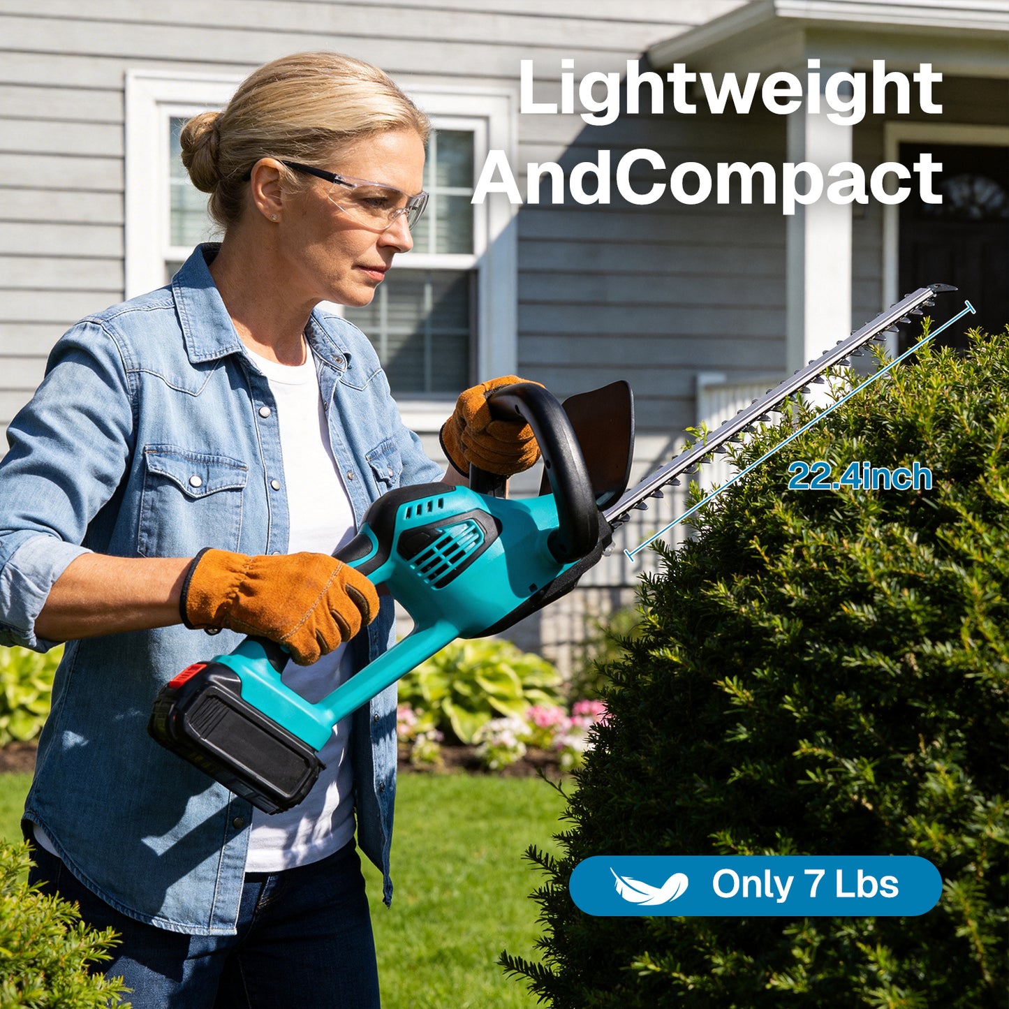 BN-LINK 22” Cordless Hedge Trimmer, Bush Trimmer with Battery and Fast Charger, Electric Hedge Trimmer for Bush,Tree, Garden