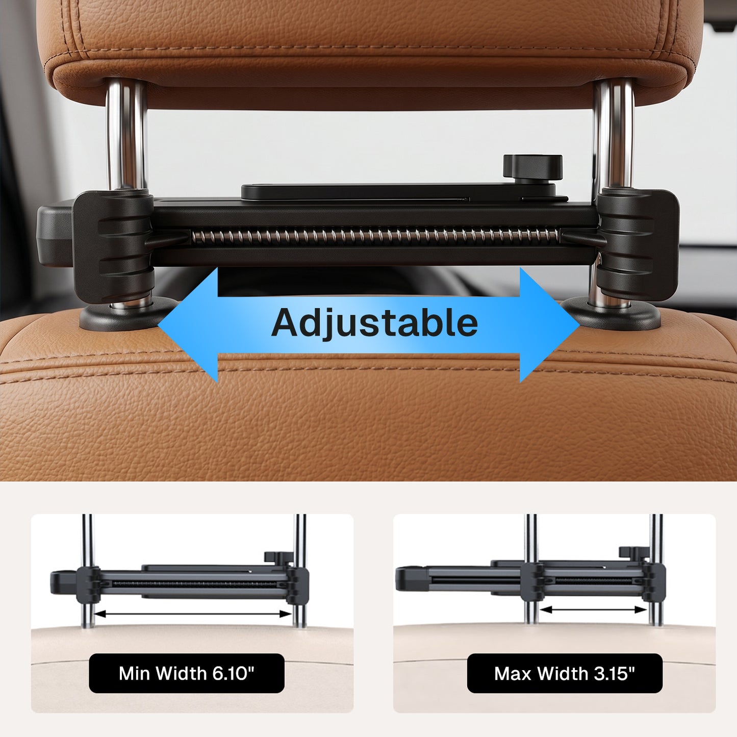 Behome Car Headrest Tablet Holder, Adjustable Tablet Holder for Car with Extension Arm, iPad Car Mount for iPad Pro, Air, Mini, Cell Phone,Galaxy Tab , All 4.7-12.9" Screen Devices