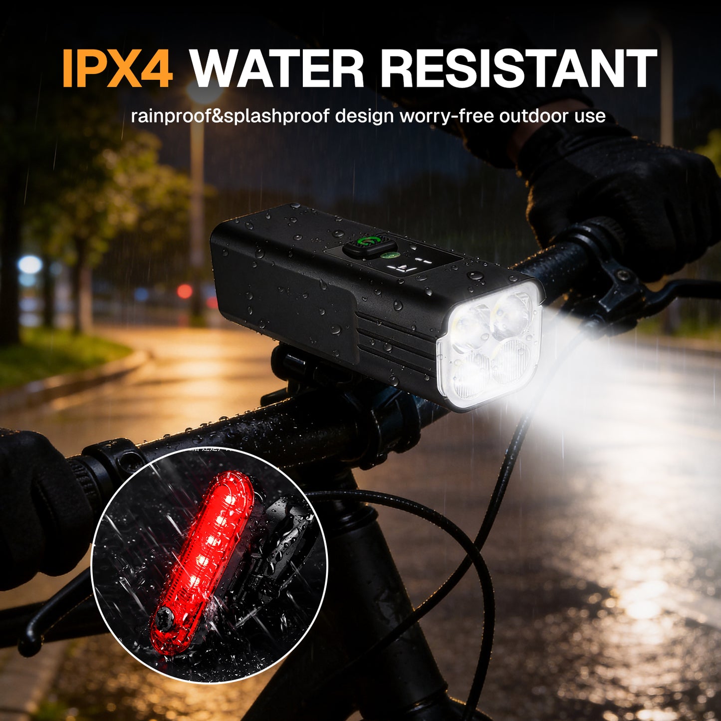 Behome Bright Bike Light for Night Riding, USB Rechargeable Bicycle Light Set, 4 LED High Brightness Bicycle Headlight Set, Waterproof Bicycle Front Headlight and Back Taillight, Aluminum Bike Access