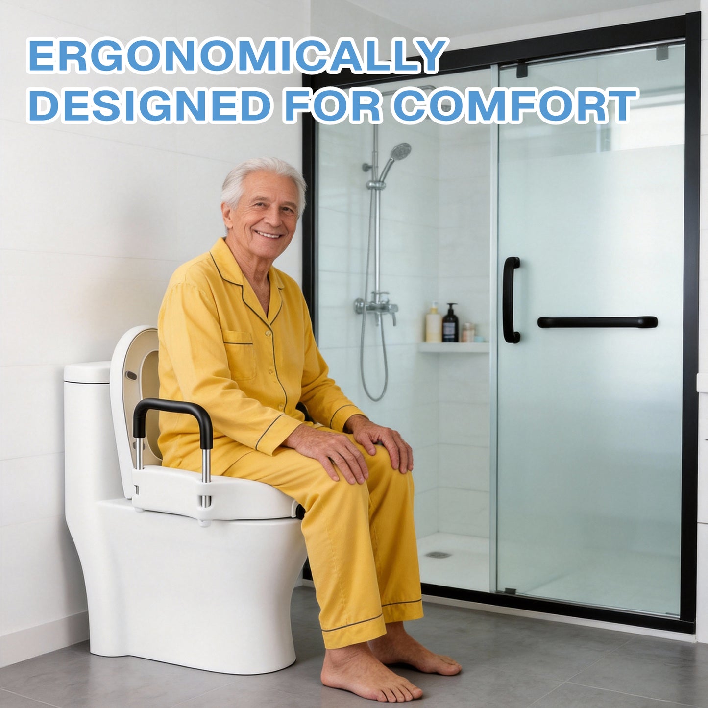 BN-LINK Raised Toilet Seat,Elevated Toilet Seat with Removable Padded Arms,Portable Toilet Riser for Seniors, Handicap, Bathroom Safety, 330 lb Capacity