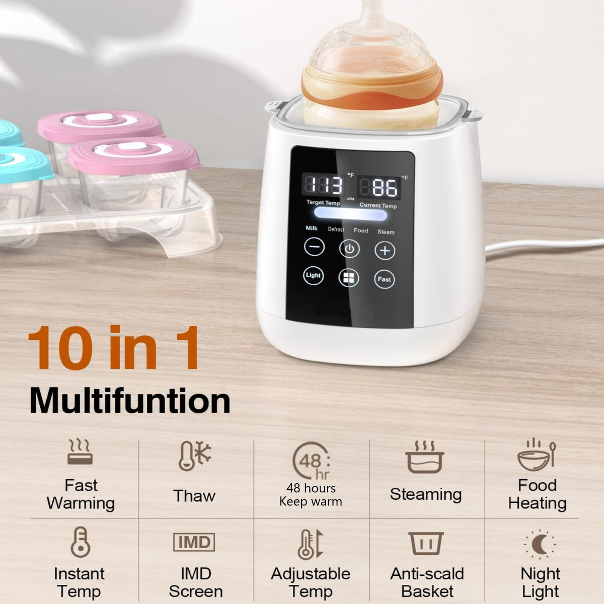 Behome Bottle Warmer, 8-in-1 Fast Milk Warmer for Breastmilk and Formula, Accurate Temperature Control