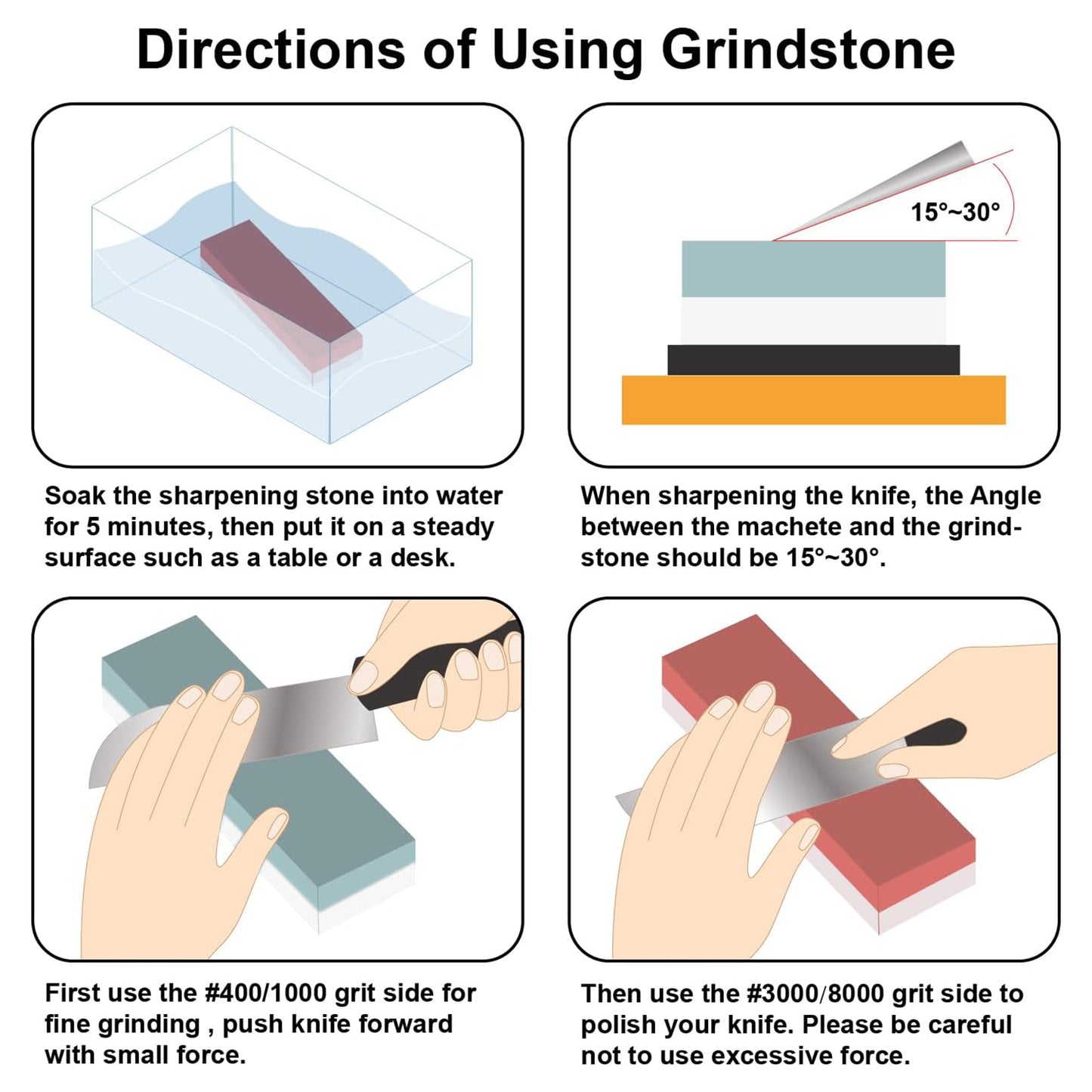 Behome Knife Sharpening Stone Set, Whetstone 4 Side Grit 400/1000 & 3000/8000, Knife Sharpening kit with Bamboo Rubber Base, Angle Guide, Flattening, Honing Guide, Leather Strop