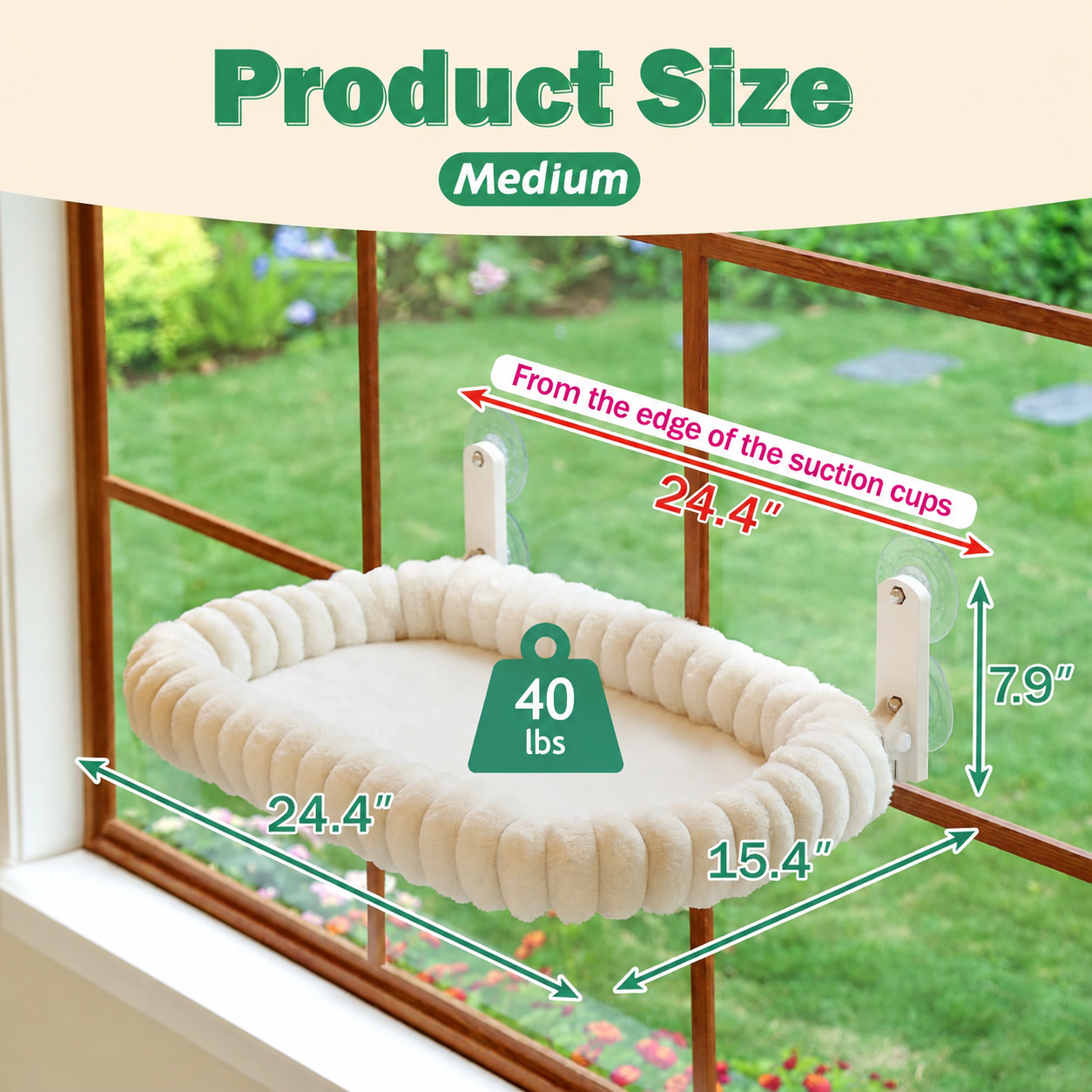 Behome Cat Window Perch, Window Hammock for Cats with 4 Strong Suction Cups, Sturdy Hammock Window Seat with Cushion Bed Cover, Indoor Cat Bed