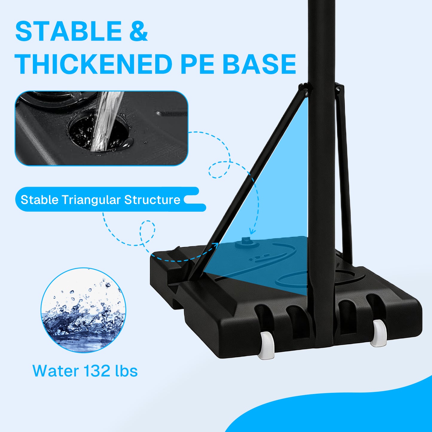 BN-LINK Portable Basketball Hoop, 4.75 FT-10.01 FT Height Adjustable Basketball Hoop Outdoor, 43” Basketball Goal with Shatterproof Backboard for Kids,Teens,Adults