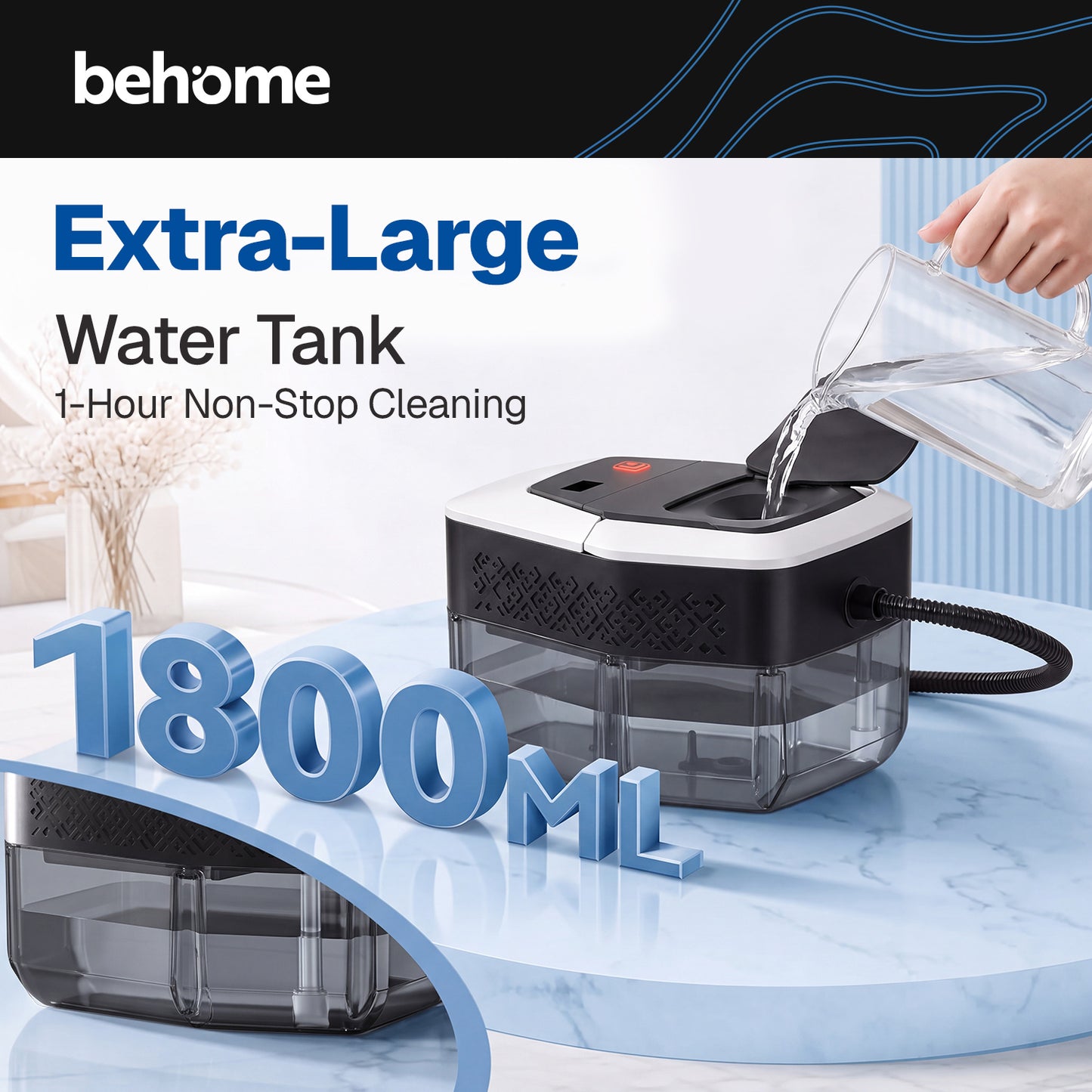 Behome Portable Steamer for Cleaning,Handheld Steam Cleaner with 14pcs Accessories, 1800ml Tank,3 Level Adjustable Steam Cleaner for Home, kitchen, Bathroom, Car Detailing, Window