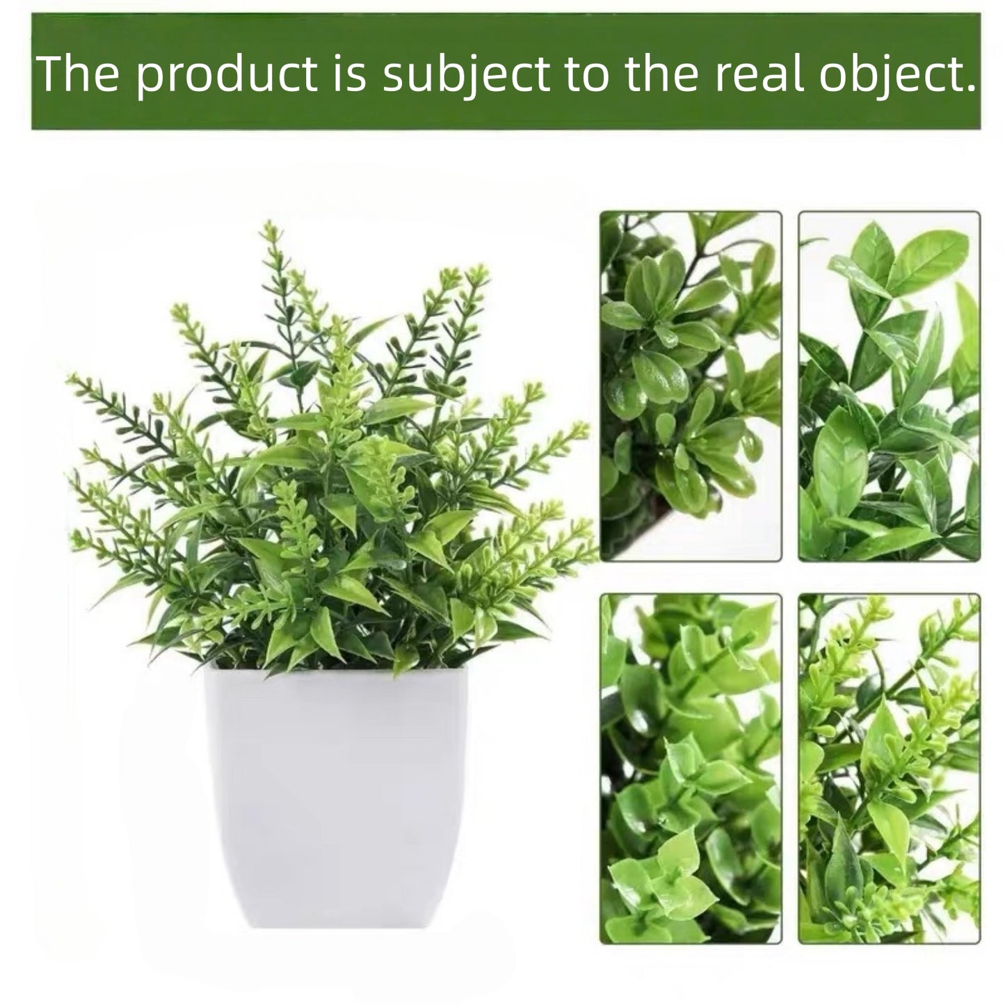 Behome Fake Plants, 4 Pack Small Fake Plants in White Plastic Pot, Mini Artificial Greenery Potted Plants for Home Decor, Green