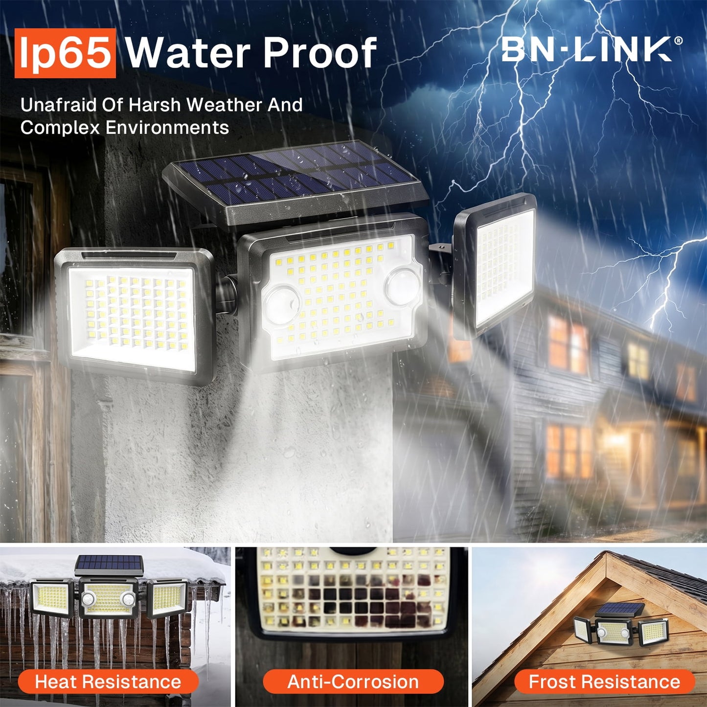 BN-LINK 2-Pack Solar Outdoor Lights, 188 LED Solar Motion Sensor Lights with 3 Adjustable Heads, 270°Wide Angle, IP65 Waterproof Solar Security Lights with Ground Stake for Yard, Garage