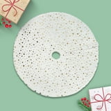 BN-LINK Christmas Tree Skirt, 35 Inch Faux Fur White Tree Skirts with Gold Little Star, Xmas Tree Mat for Holiday Home Decorations