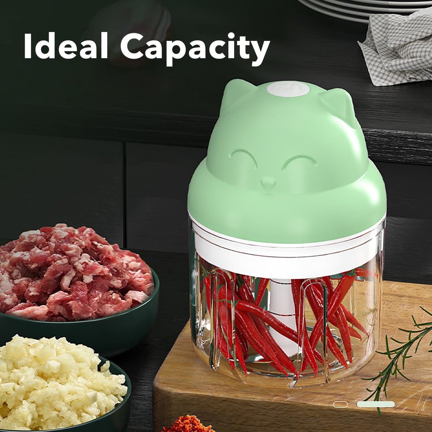 BN-LINK Electric Garlic Chopper, 250ML Mini Vegetable Chopper With USB Rechargeable, 304 Stainless Steel Blade, Portable Electric Mini Food Chopper for Garlic, Ginger, Onion, Chili, Vegetable