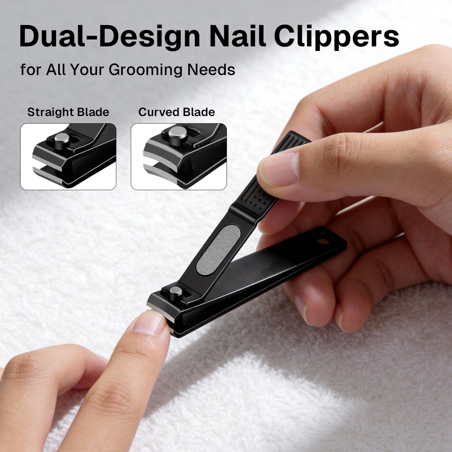 Behome Nail Clippers Set, Ultra Sharp Stainless Steel Fingernail & Toenails Clipper and Nail File with Tin Case, Black