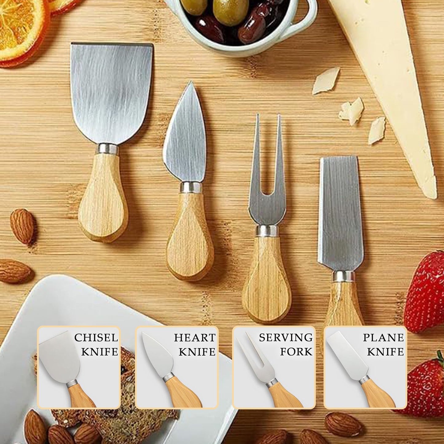 BN-LINK Charcuterie Board Set, 2 Drawers Large Bamboo Cheese Board & Platter with Accessories, House Warming Gift & Holiday Gift