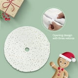 BN-LINK Christmas Tree Skirt, 35 Inch Faux Fur White Tree Skirts with Gold Little Star, Xmas Tree Mat for Holiday Home Decorations