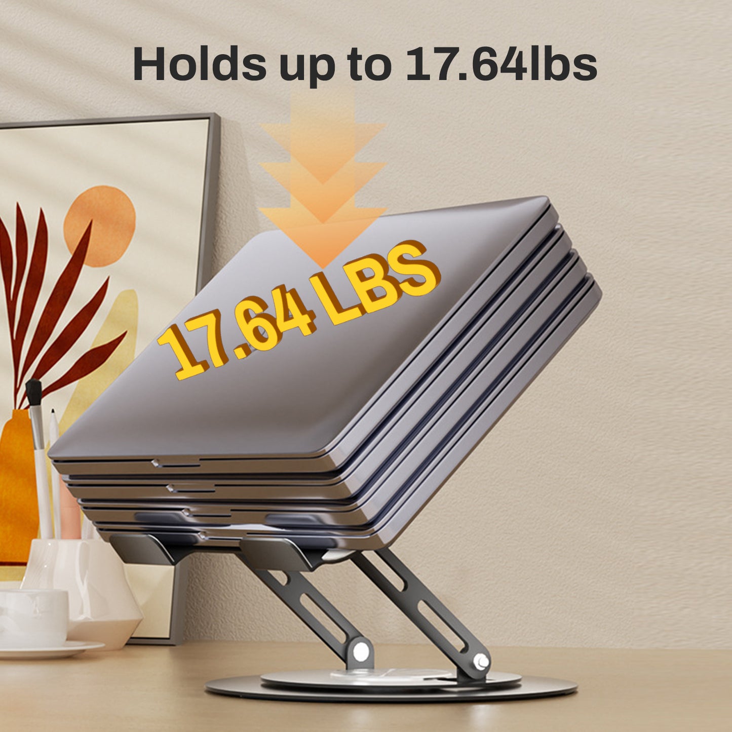 Behome Laptop Stand, Height Adjustable Ergonomic Computer Stand for Desk, Portable and Foldable Laptop Riser for Laptops and Notebook Up to 17 Inch, Black