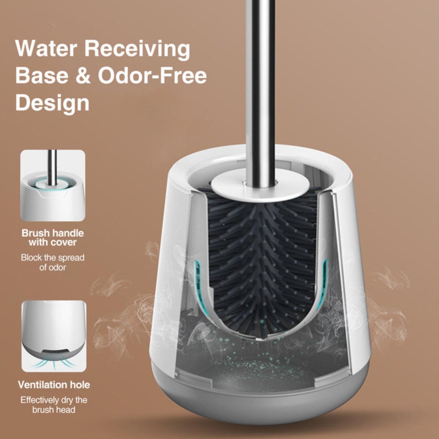 Behome Toilet Bowl Brush and Holder, Silicone Toilet Cleaner Brush with Quick Drying Holder, Deep Cleaning & Drip-Proof, Toilet Brushes for Bathroom