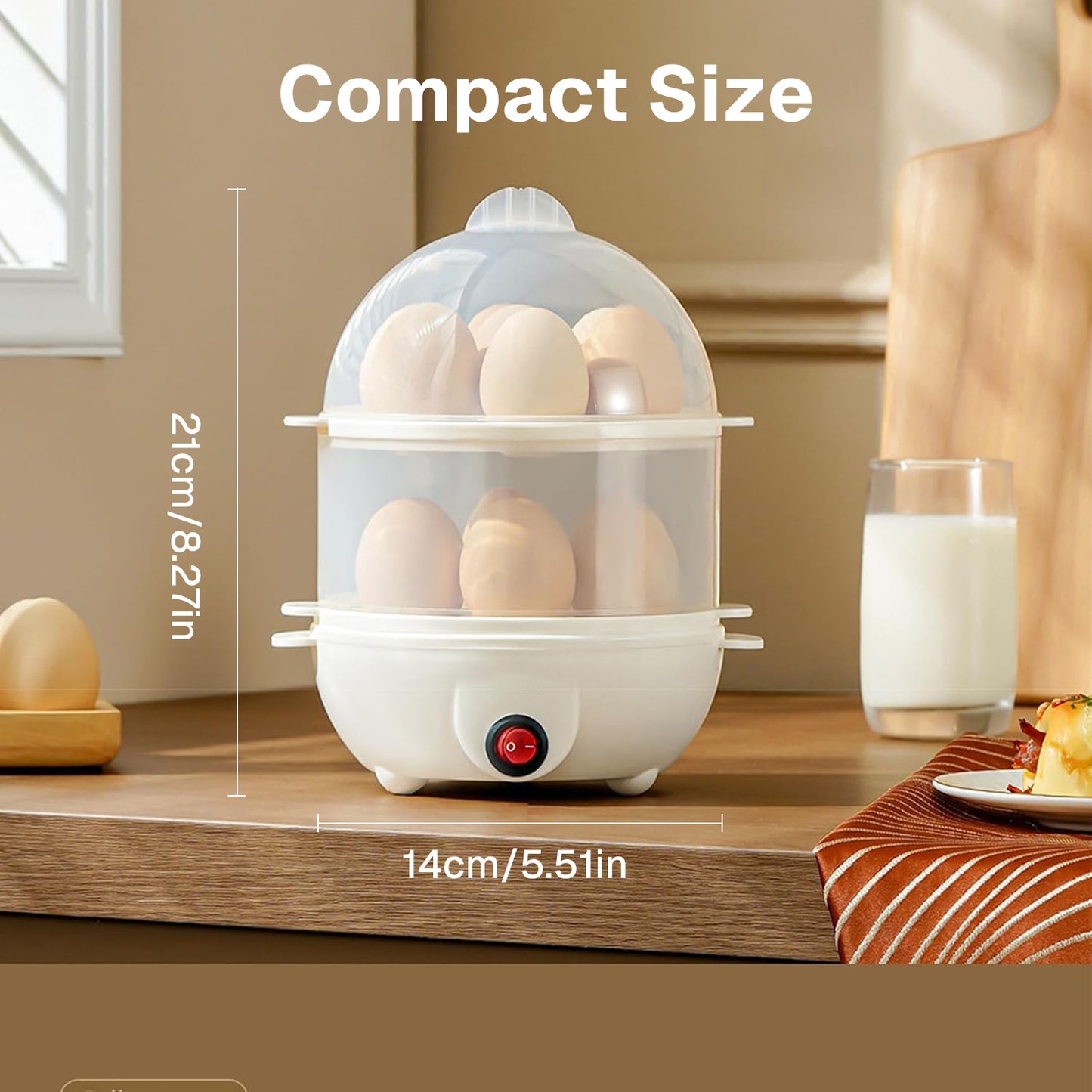 Behome Rapid Electric Egg Cooker 14 Egg Capacity,Double-Layer Lazy Egg Boiler,Multifunction Heated Maker Egg Poacher & Vegetable Steamer