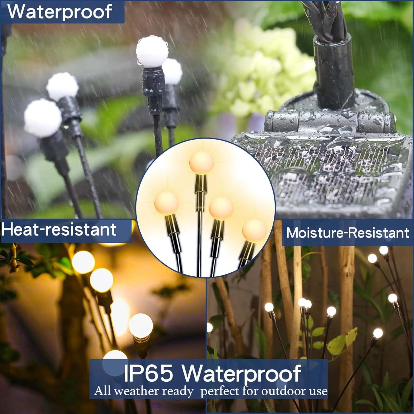 BN-LINK 4 Pack Solar Garden Lights, Auto On/Off 32 LED Solar Swaying Lights Outdoor Waterproof, Firefly Light for Outside Yard Pathway Landscape Decorations (Warm White)
