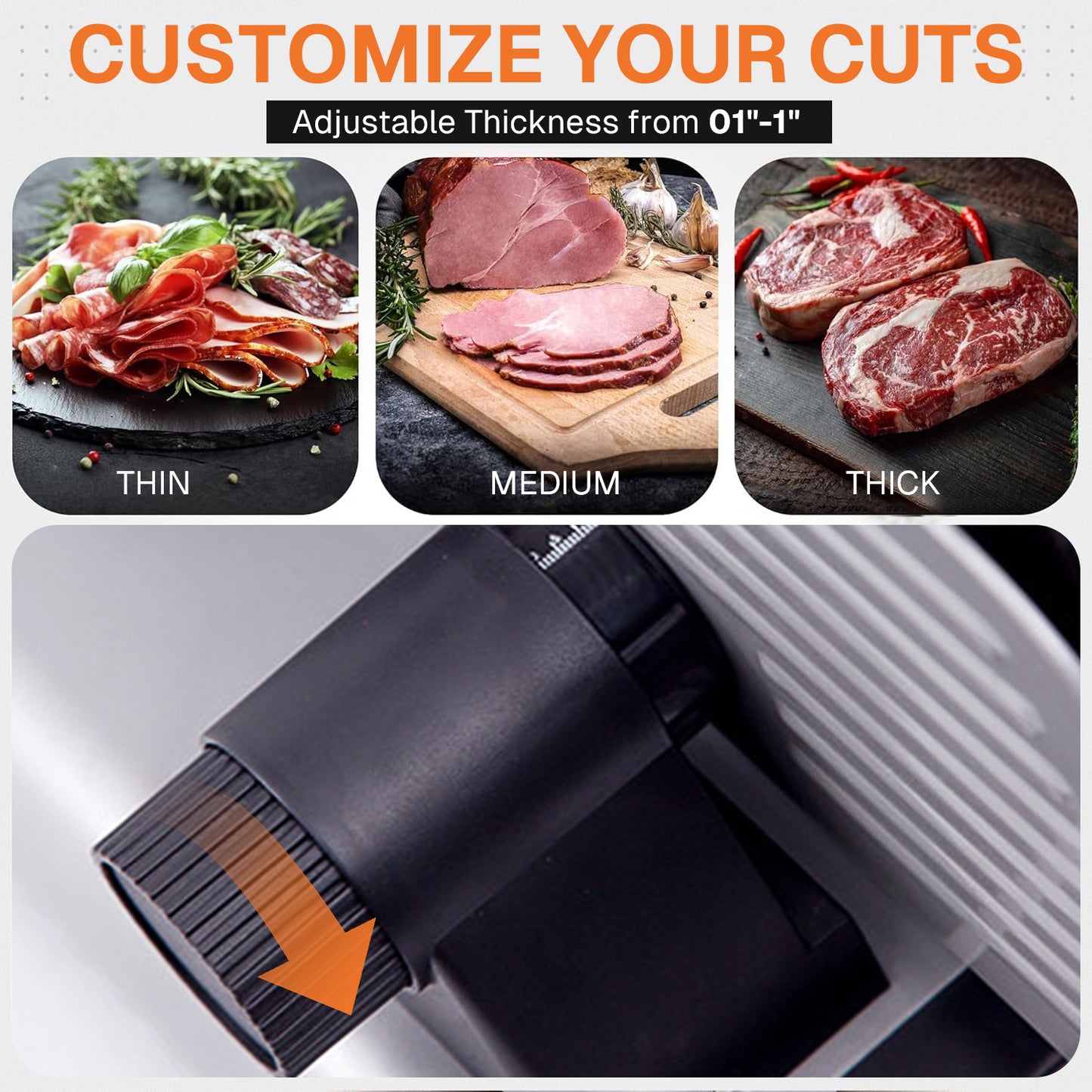 Behome Meat Slicer 200W Electric Automatic Meat, Deli Food Slicer ,Adjustable Thickness for Home Use,Removable 7.5 IN Stainless Steel Blade & Food Pusher,Cuts Meat, Bread and Cheese