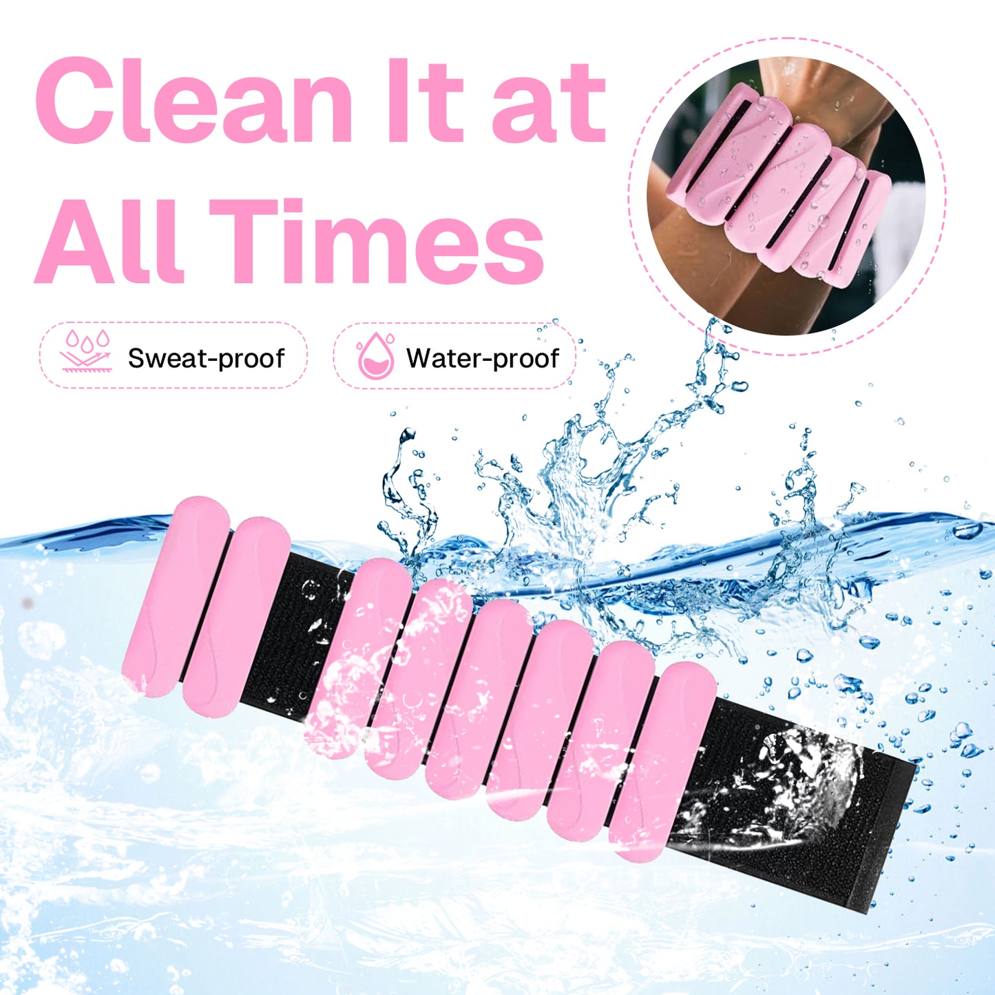 Behome Wrist and Ankle Weights for Women & Men Set of 2 (1lb Each), Adjustable Wearable Arm & Leg Weights for Pilates, Gym, Yoga, Cardio
