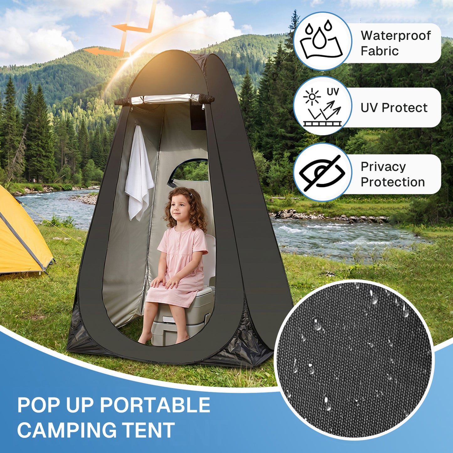 BN-LINK Shower Tent, Portable Privacy Tent with Carry Bag, Outdoor Camping Toilet Tent for Shower,Changing,Dressing, Easy Set Up,Black