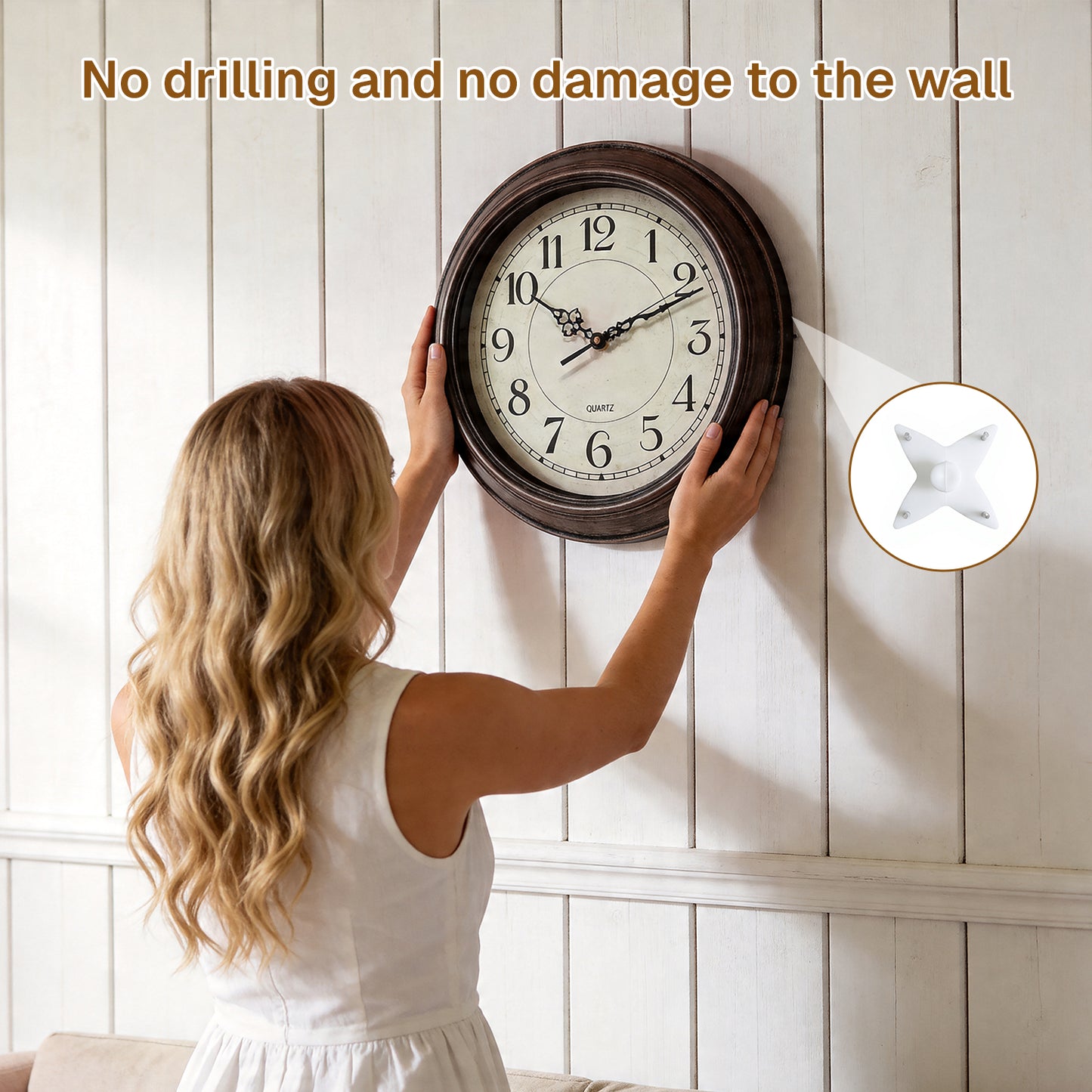 Behome 12 Inch Wall Clock, Silent Non Ticking Classic Battery Operated Clocks, Large Decorative Retro Clock for Living Room, Kitchen, Bedroom, Battery Not Included